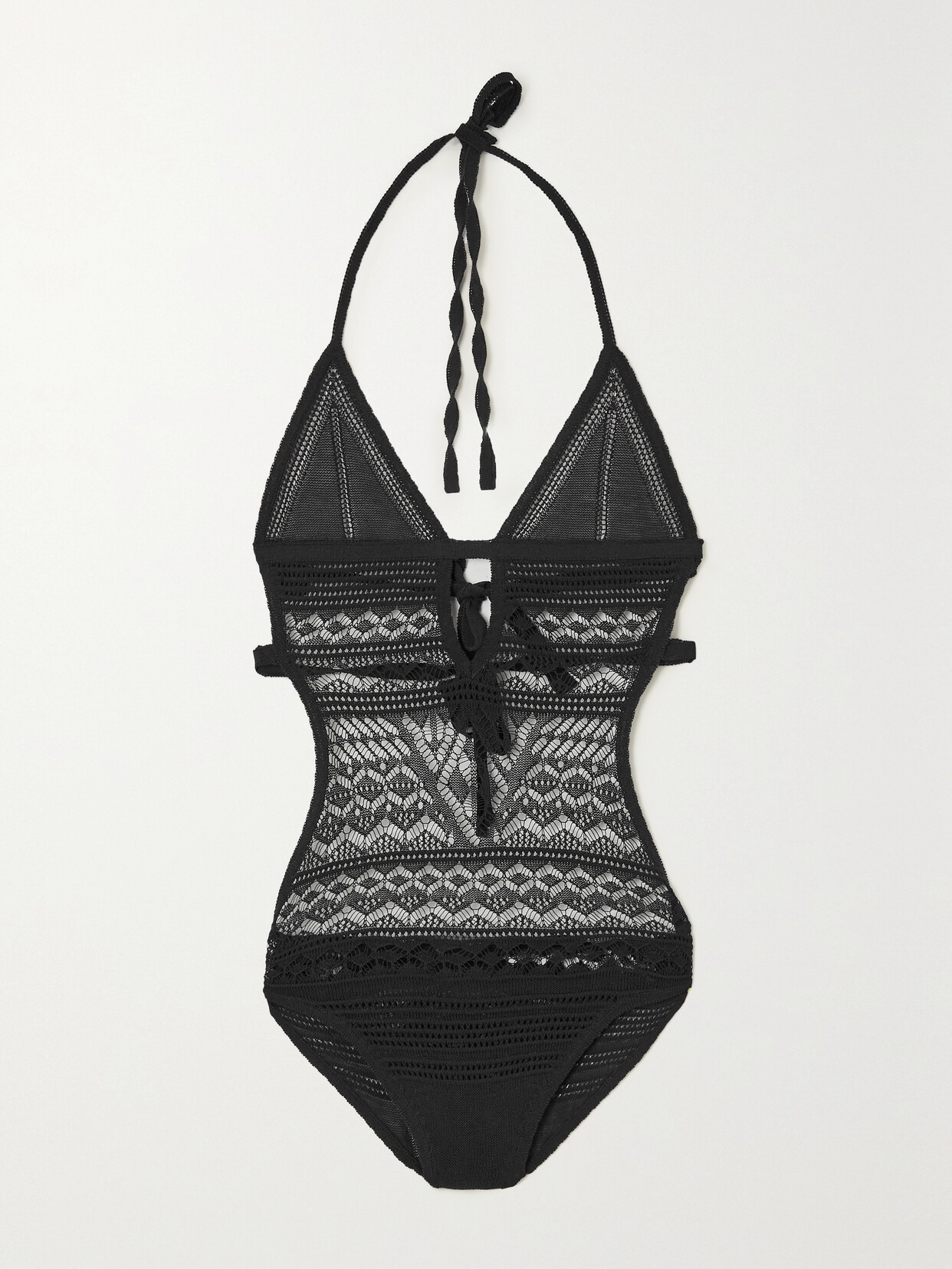 Isabel Marant - Adema Tie-detailed Crocheted Cotton-blend Halterneck Bodysuit - Black