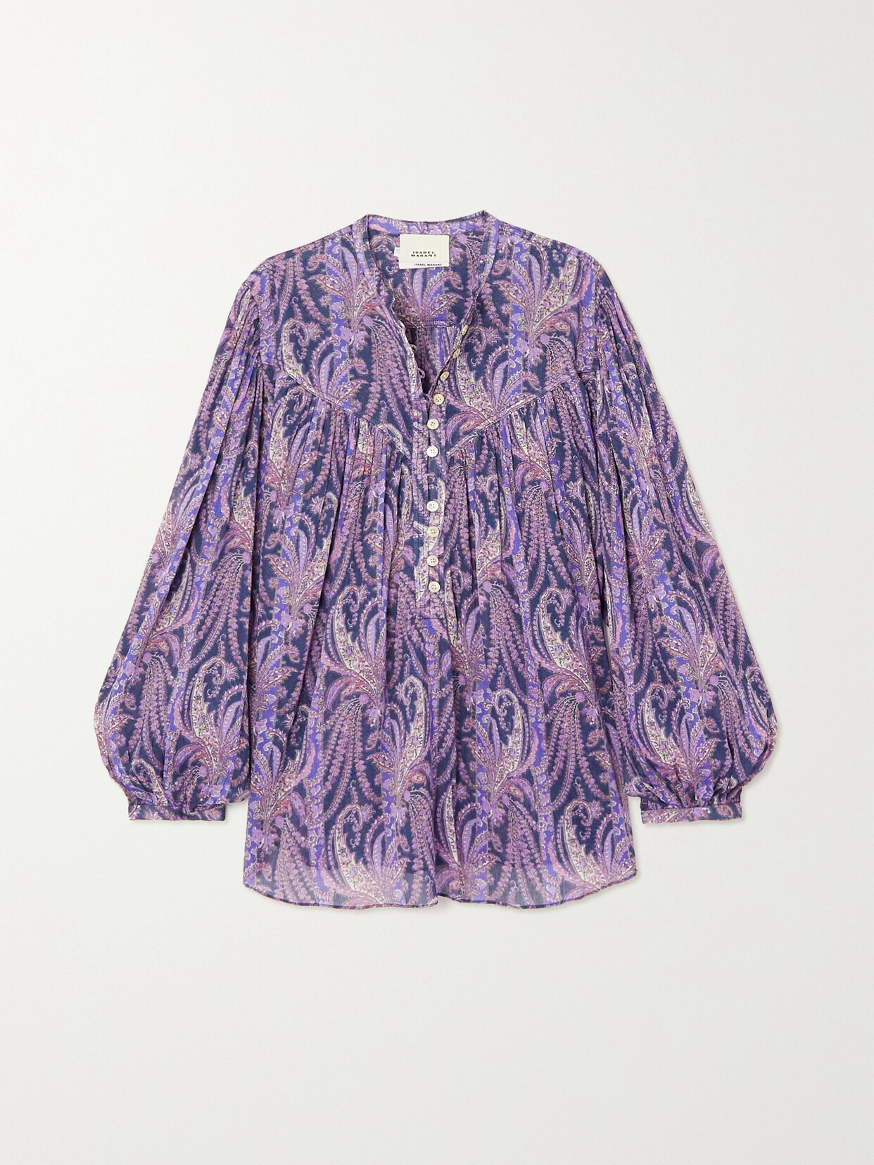 Isabel Marant - Kiledia Pleated Paisley-print Cotton And Silk-blend Blouse - Purple