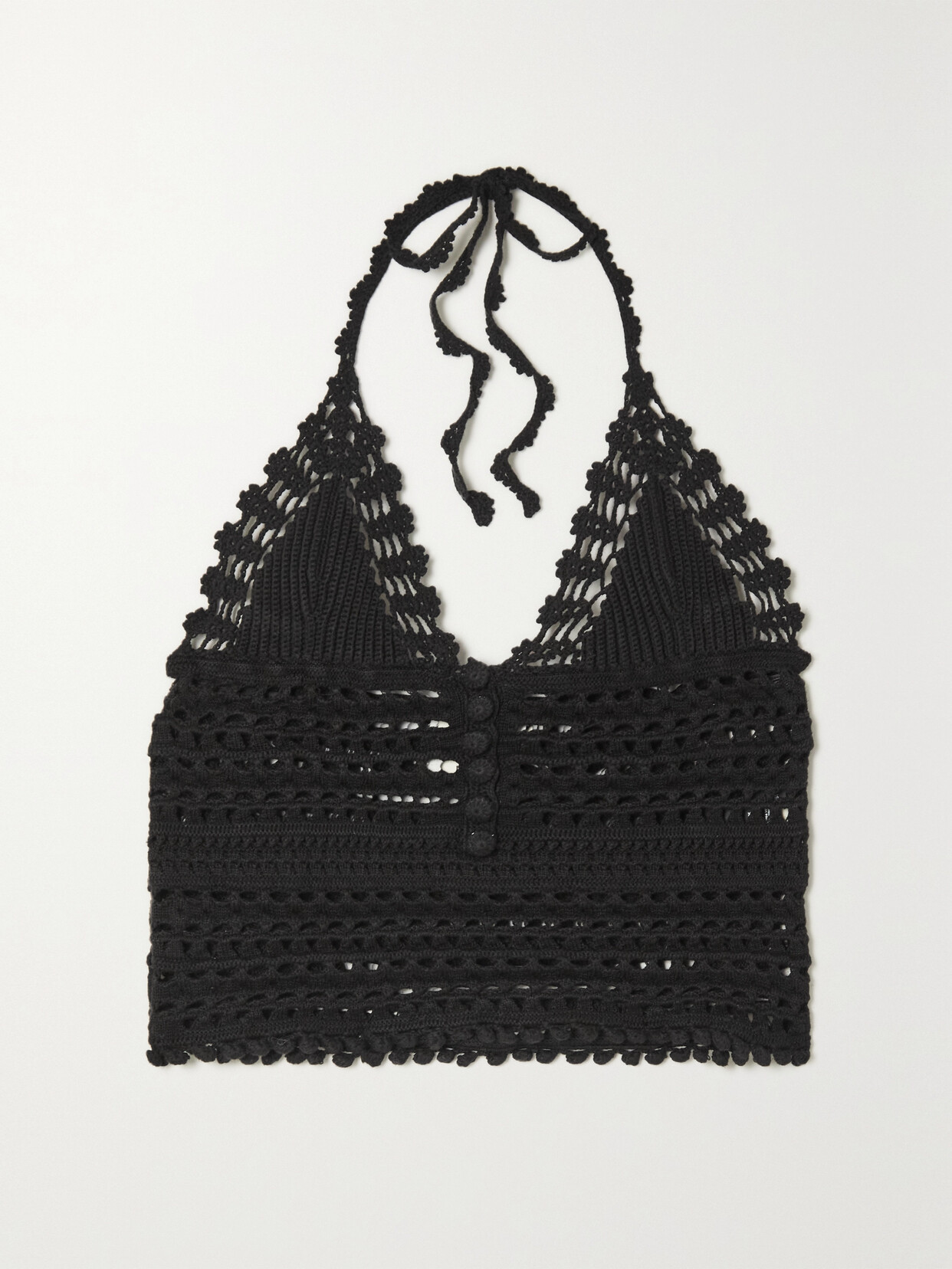 Isabel Marant Frinley Cropped Crocheted Cotton Halterneck Tank - Black