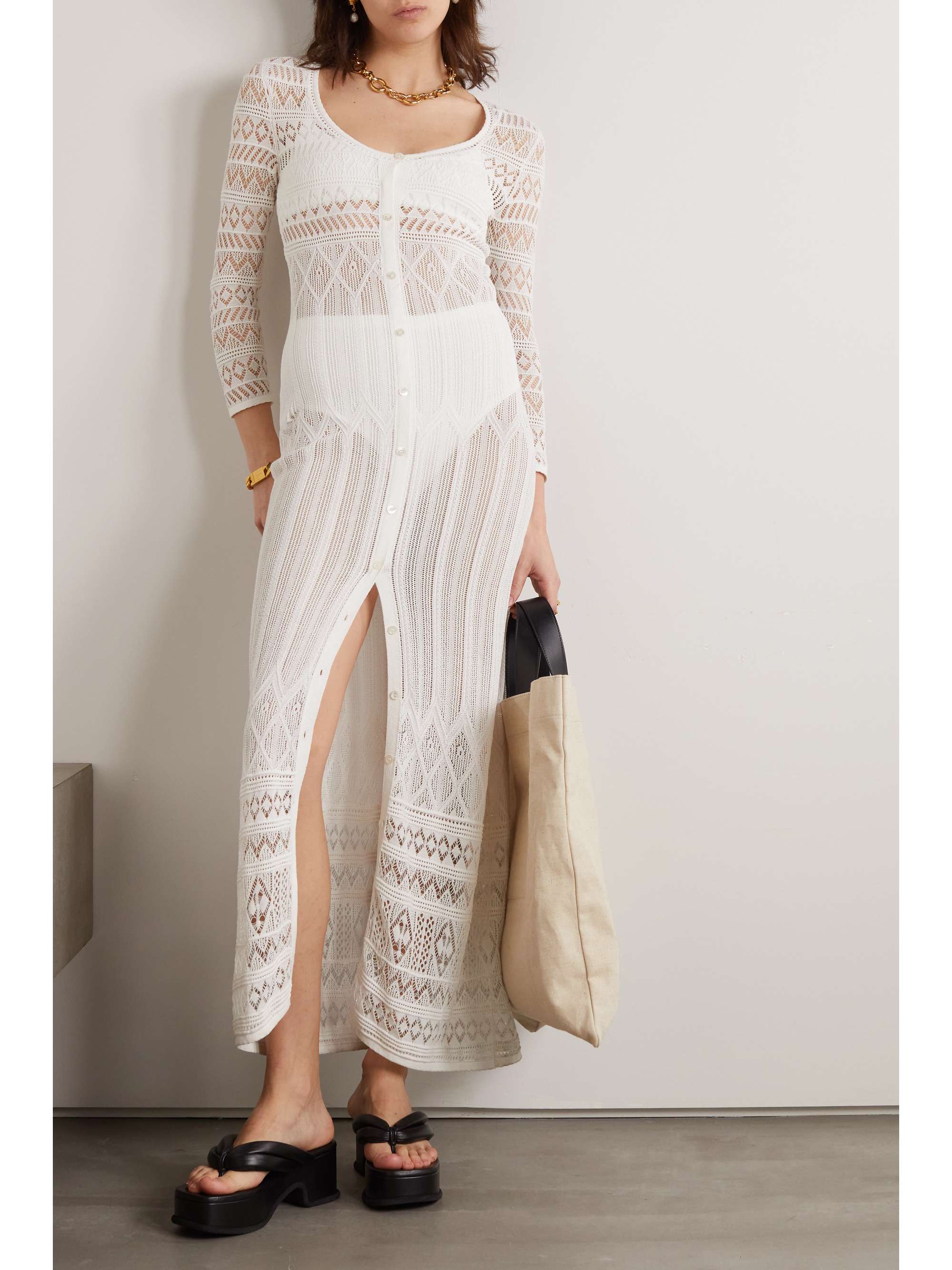 ISABEL MARANT Atedy pointelle-knit cotton-blend maxi dress