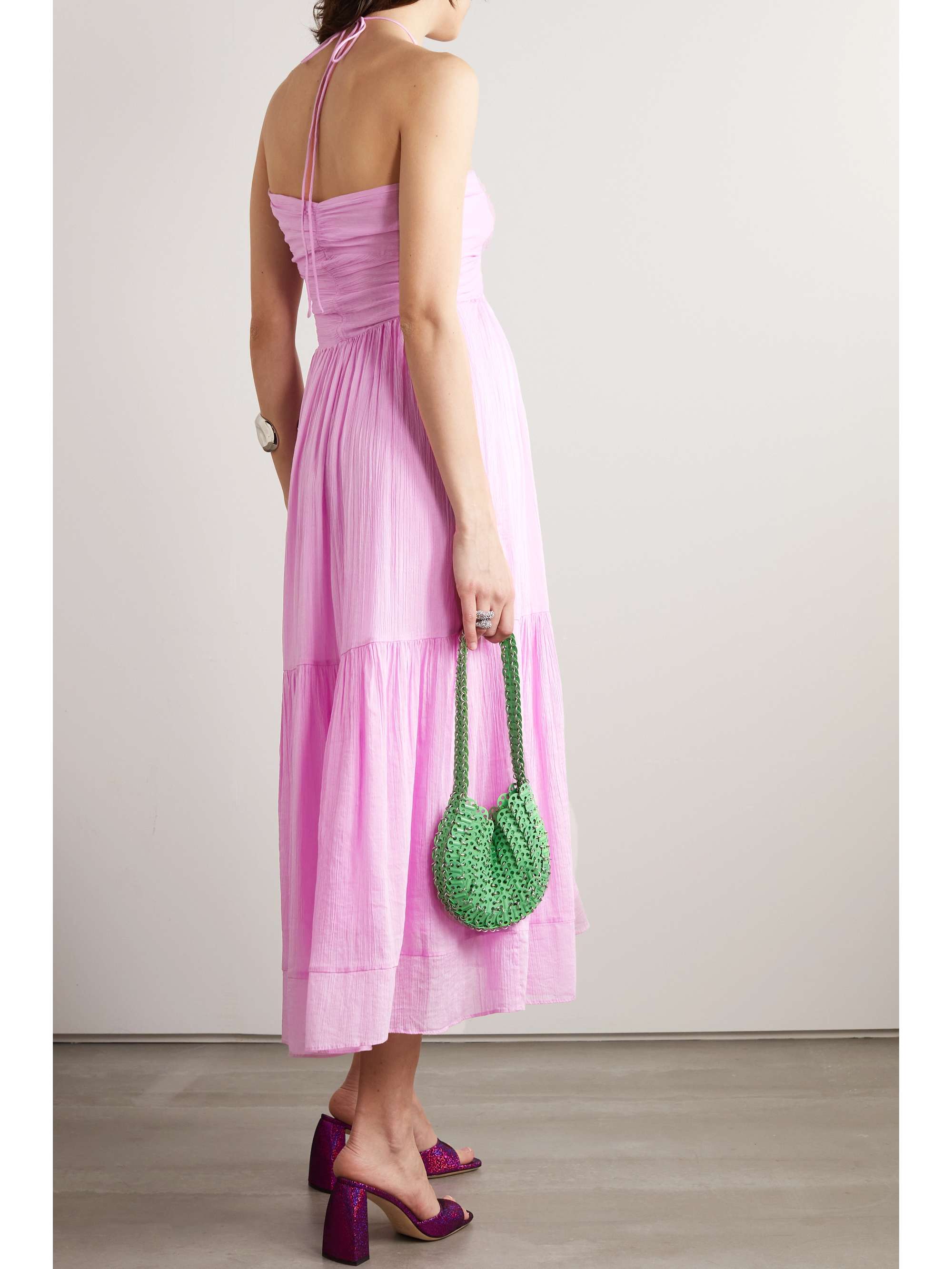 ISABEL MARANT Birona cutout cotton and silk-blend crepon halterneck midi dress