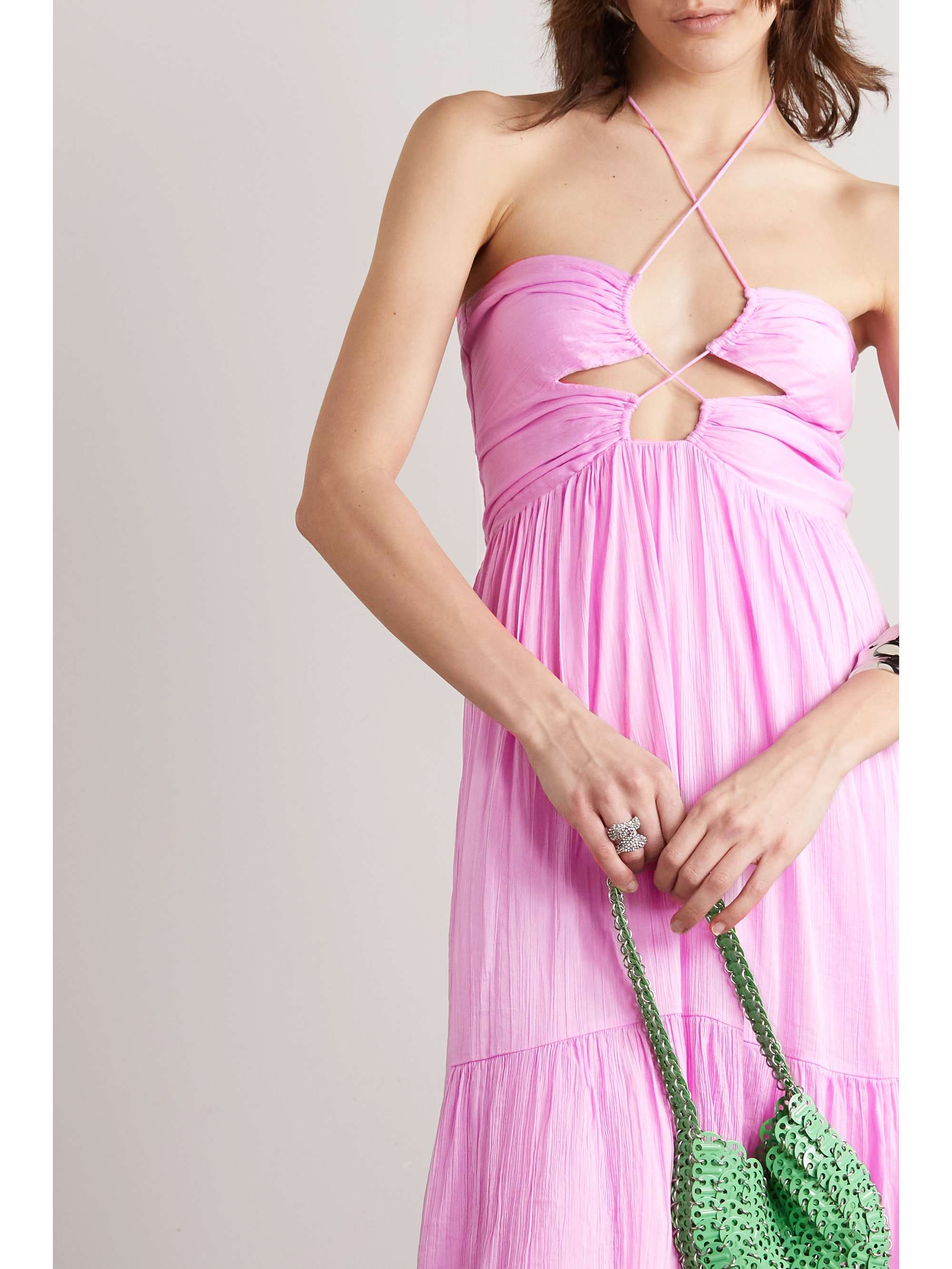 ISABEL MARANT Birona cutout cotton and silk-blend crepon halterneck midi dress