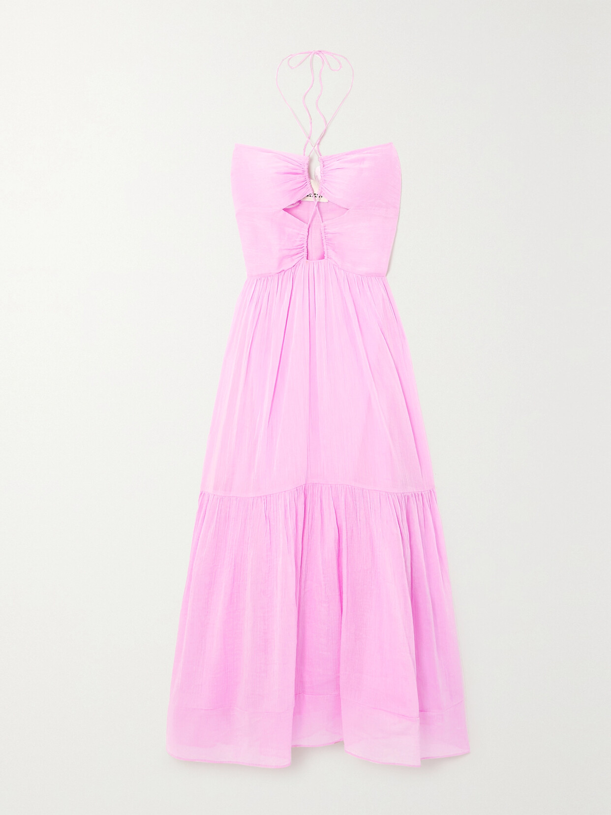 ISABEL MARANT BIRONA CUTOUT COTTON AND SILK-BLEND CREPON HALTERNECK MIDI DRESS