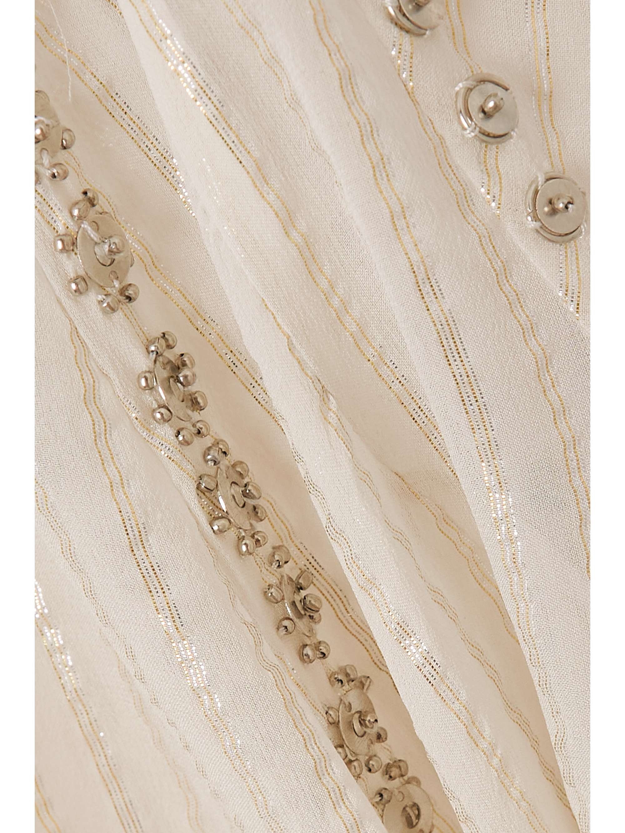 ISABEL MARANT Embellished cutout striped silk blouse