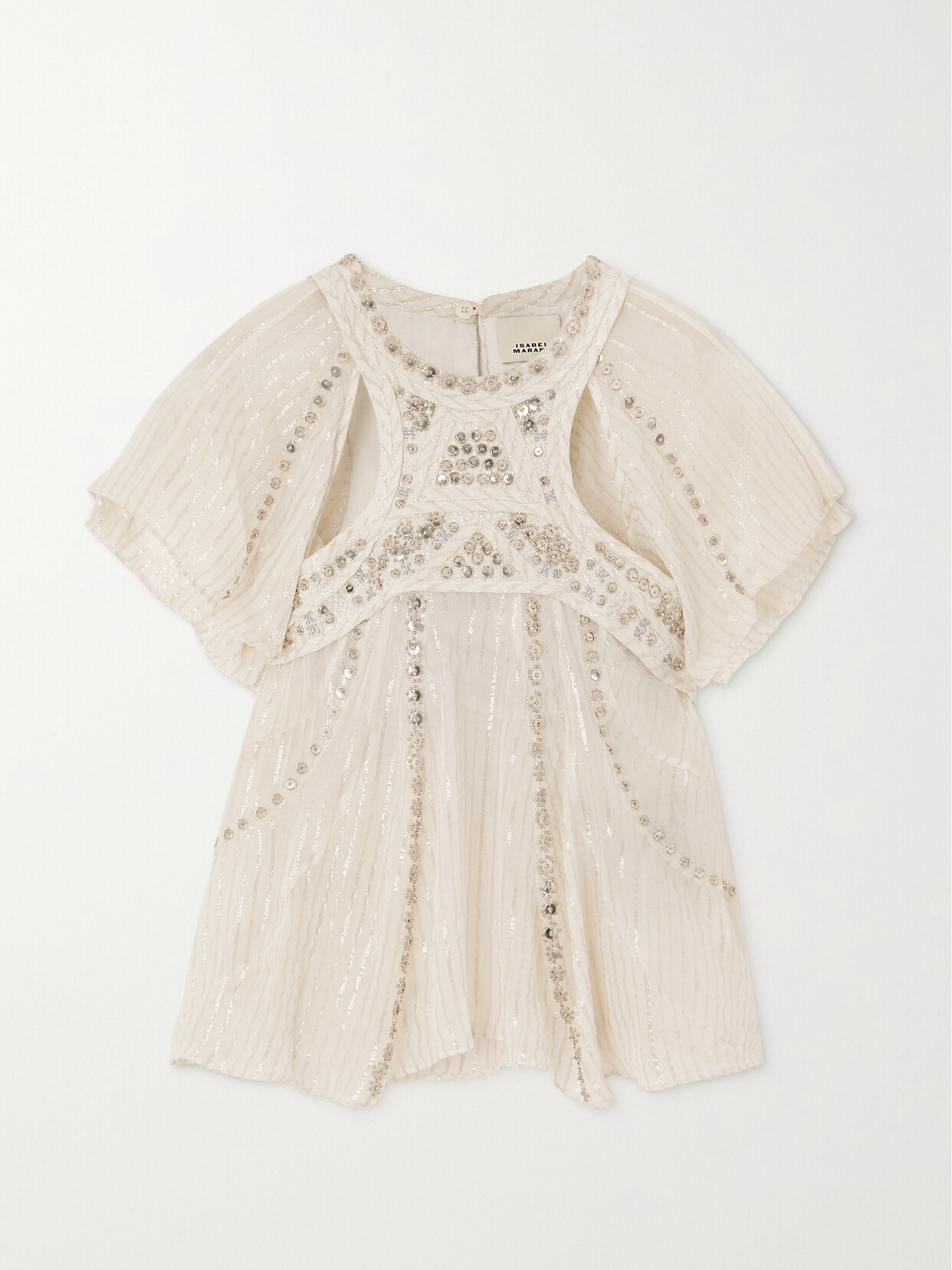 Isabel Marant - Embellished Cutout Striped Silk Blouse - White