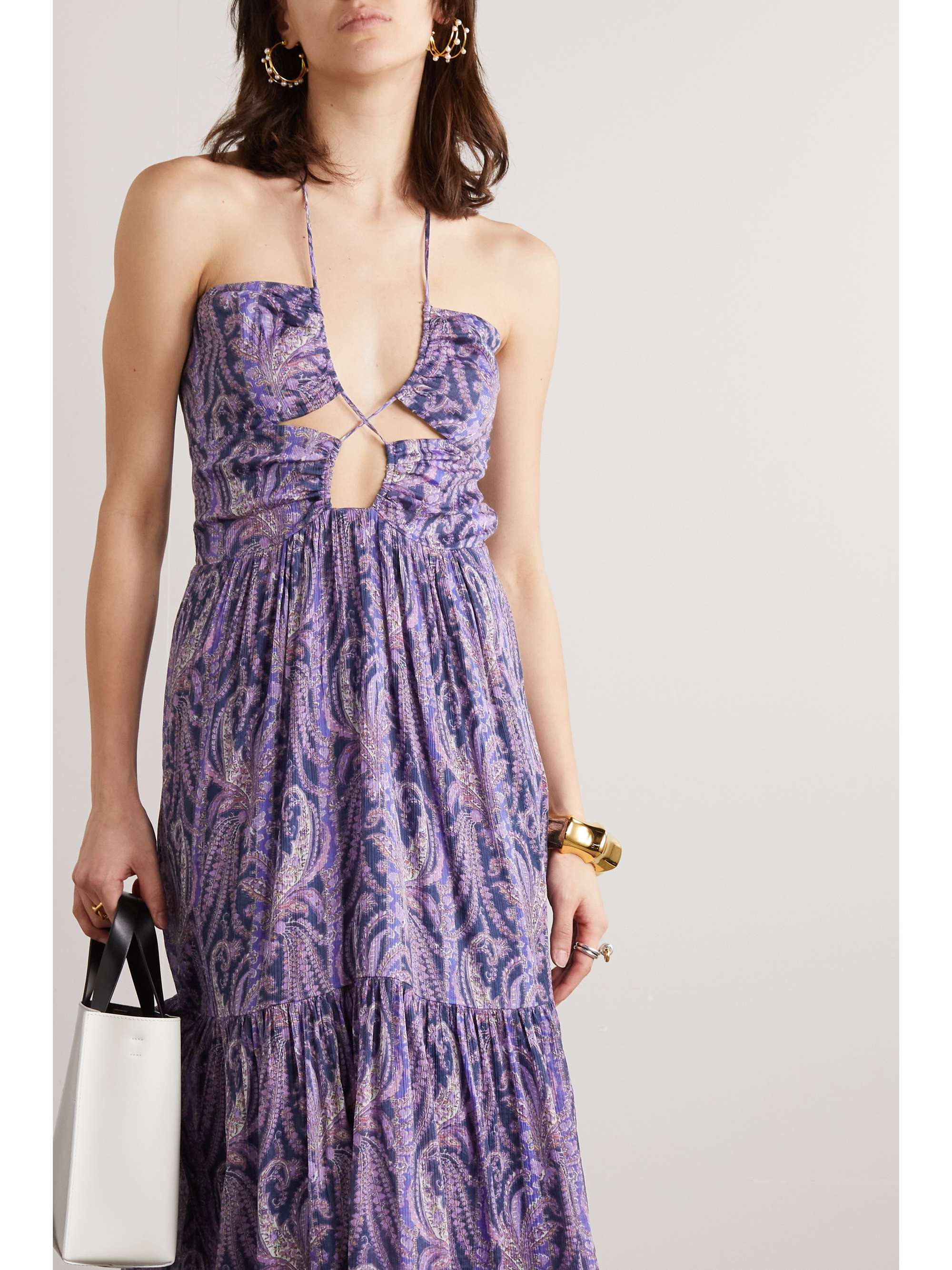 ISABEL MARANT Birona cutout paisley-print cotton and silk-blend halterneck midi dress