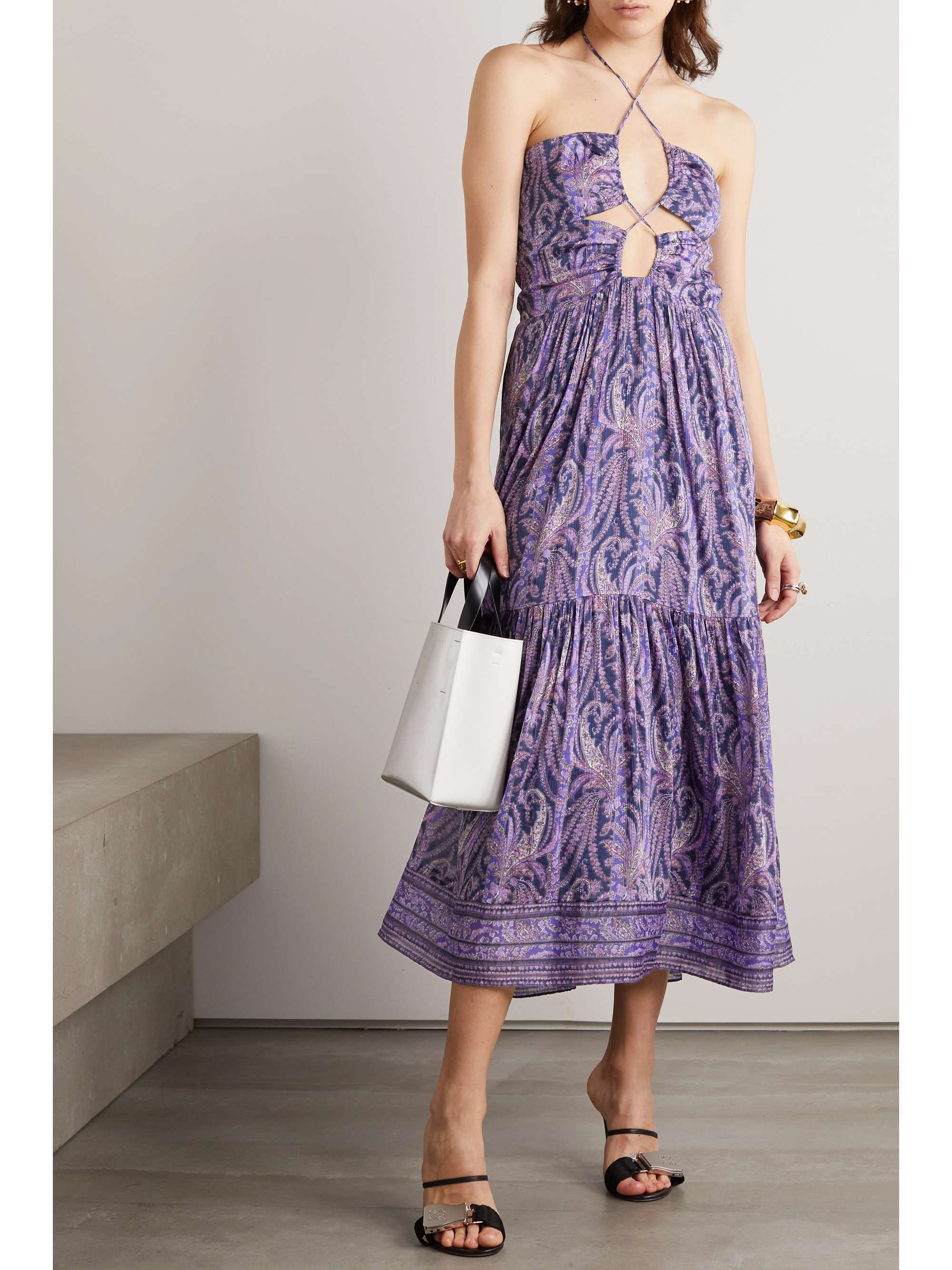 ISABEL MARANT Birona cutout paisley-print cotton and silk-blend halterneck midi dress
