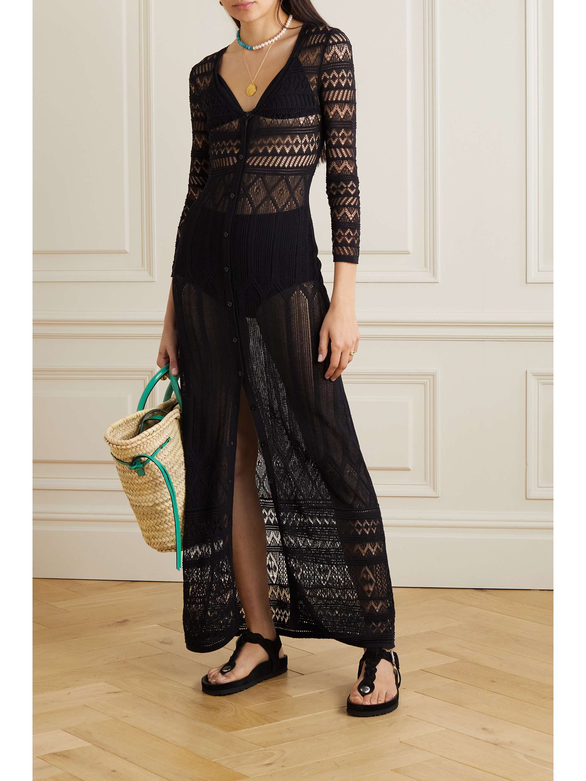 ISABEL MARANT Atedy pointelle-knit cotton-blend maxi dress