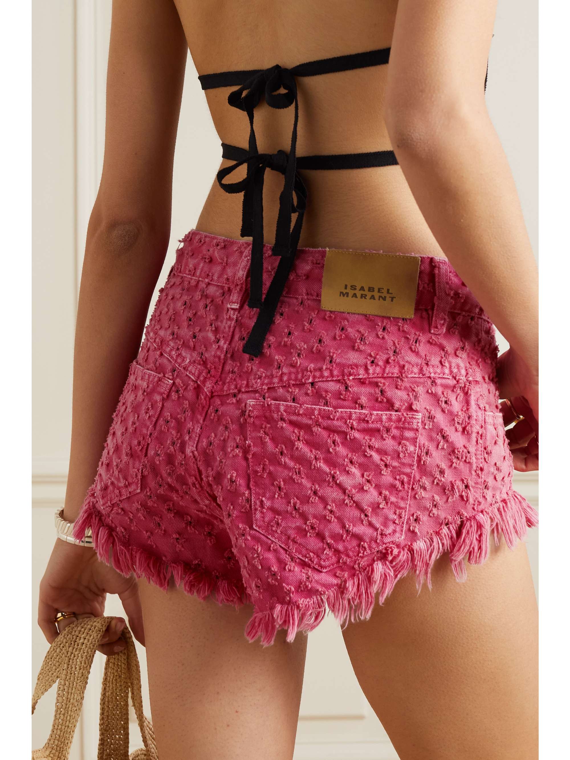 ISABEL MARANT Aneida fringed distressed denim shorts