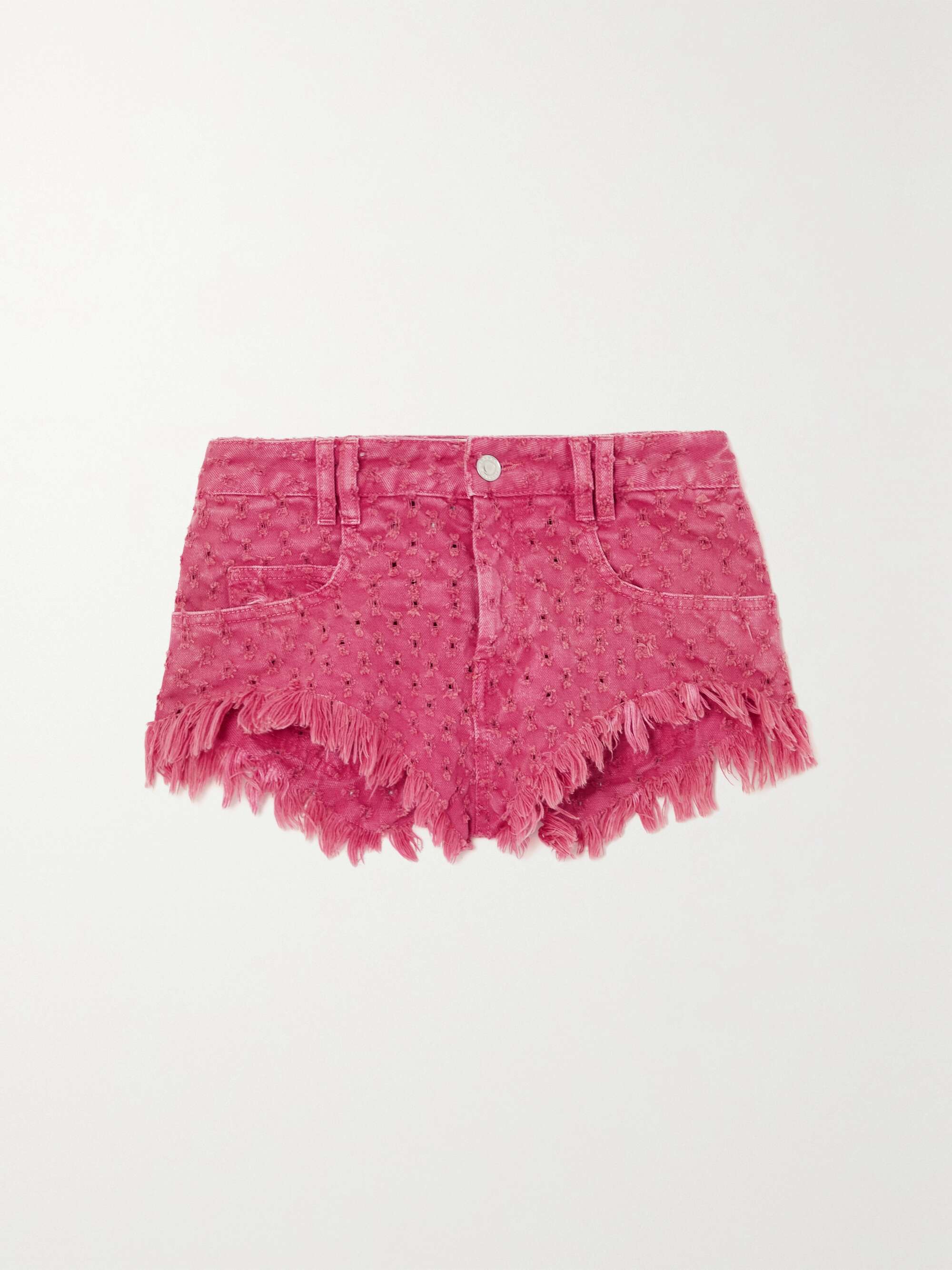 Fuchsia Distressed Shorts