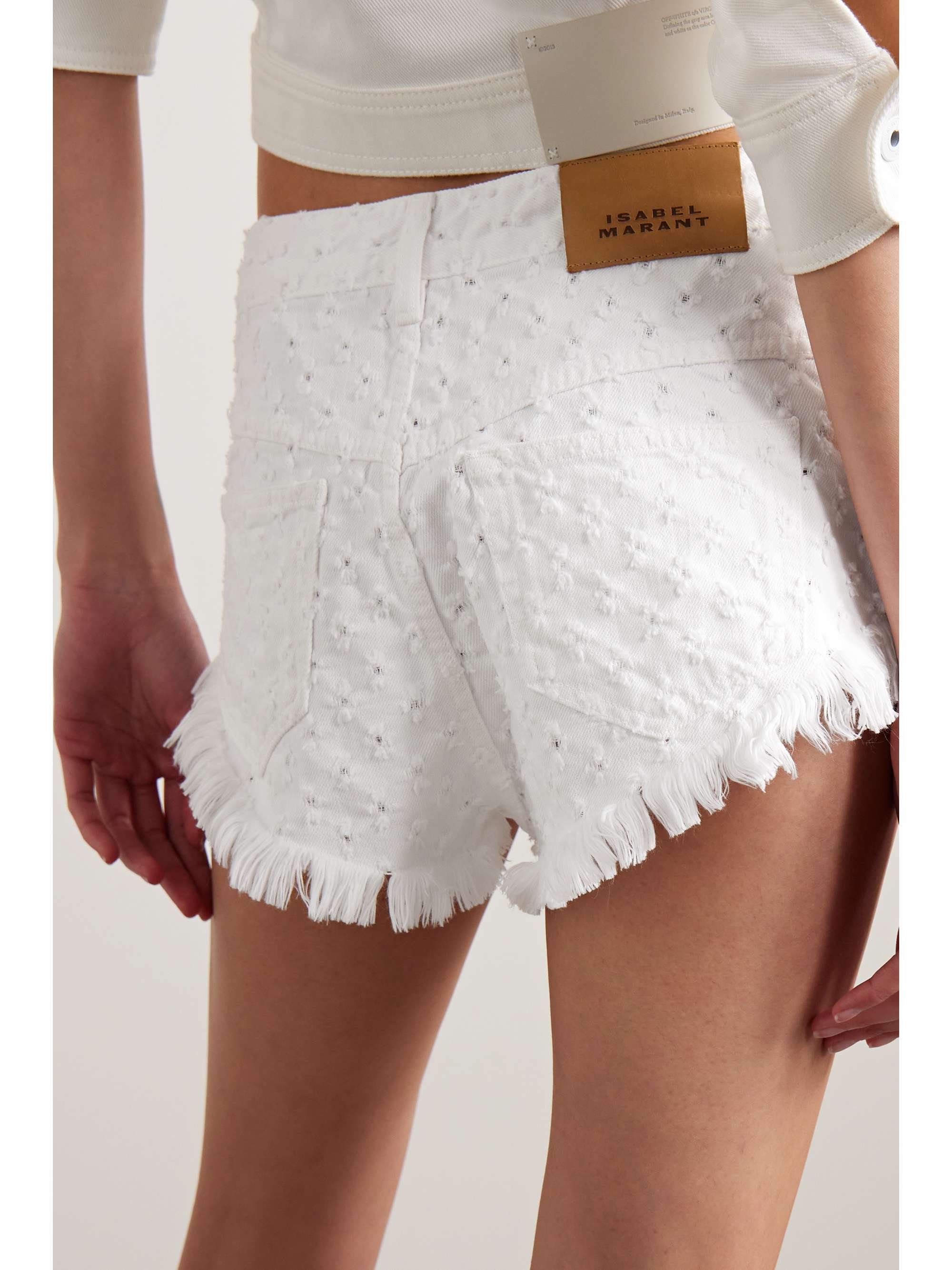 ISABEL MARANT Aneida fringed distressed denim shorts
