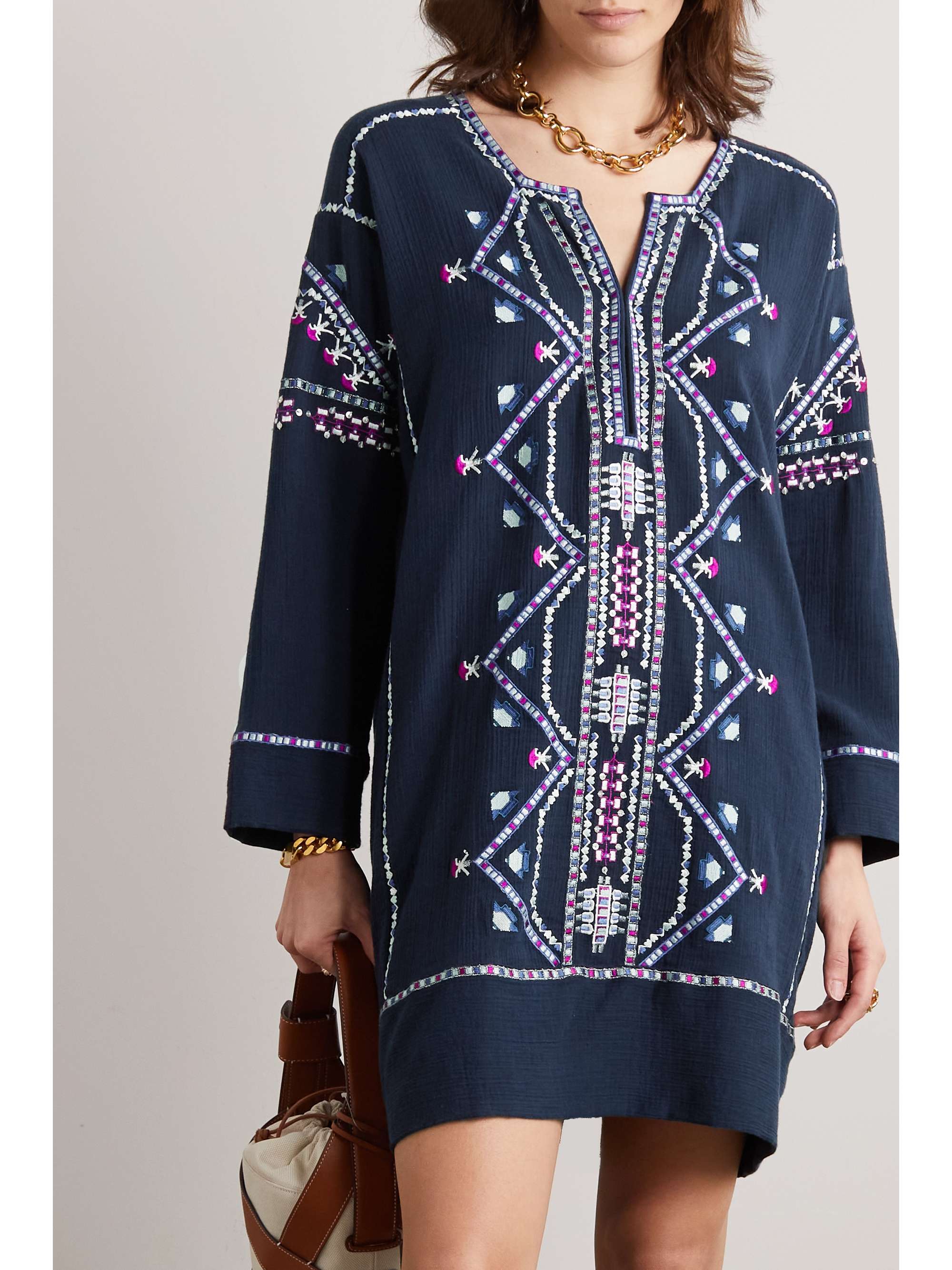 ISABEL MARANT Chemsi sequin-embellished embroidered cotton mini dress