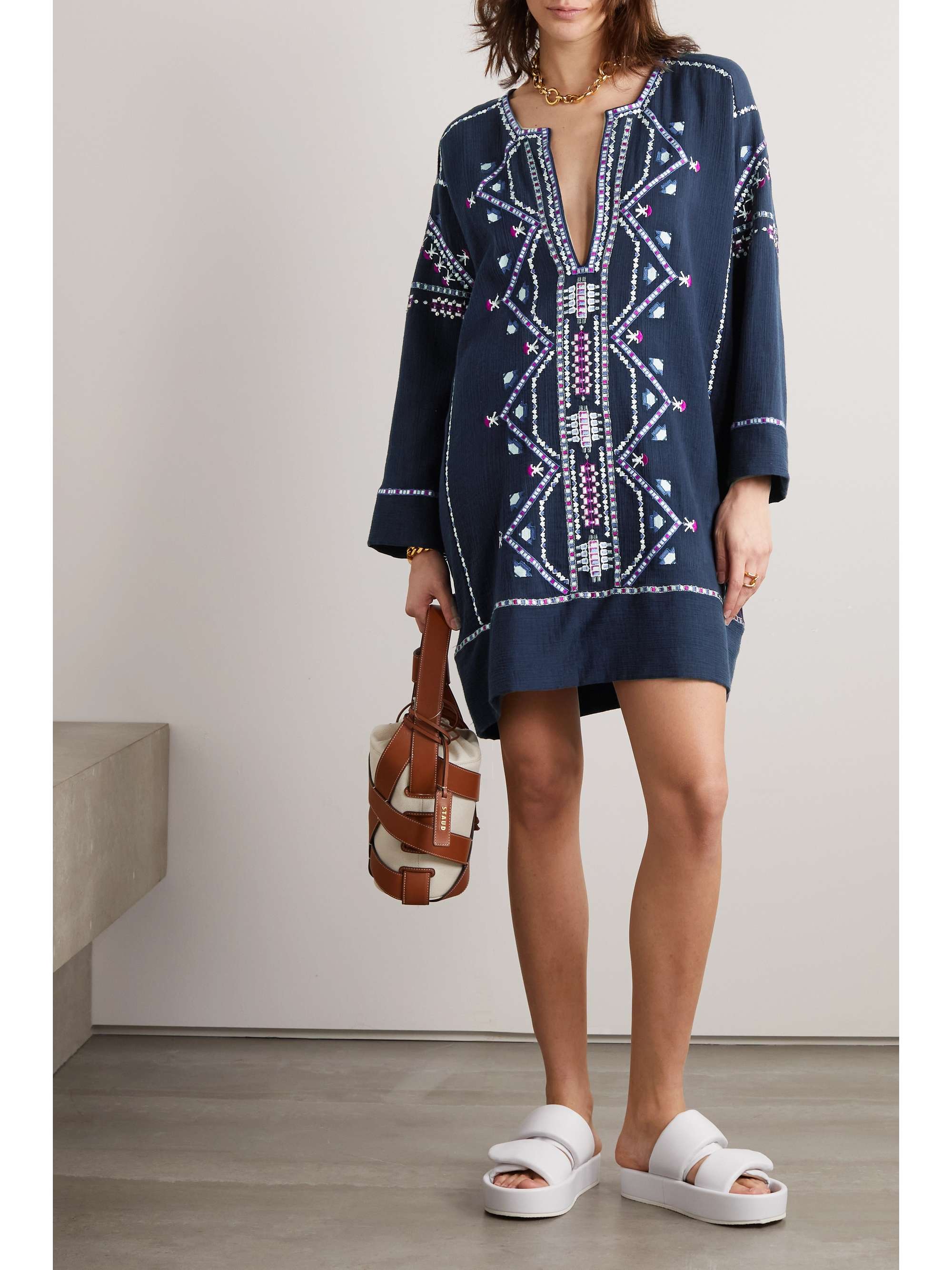 ISABEL MARANT Chemsi sequin-embellished embroidered cotton mini dress