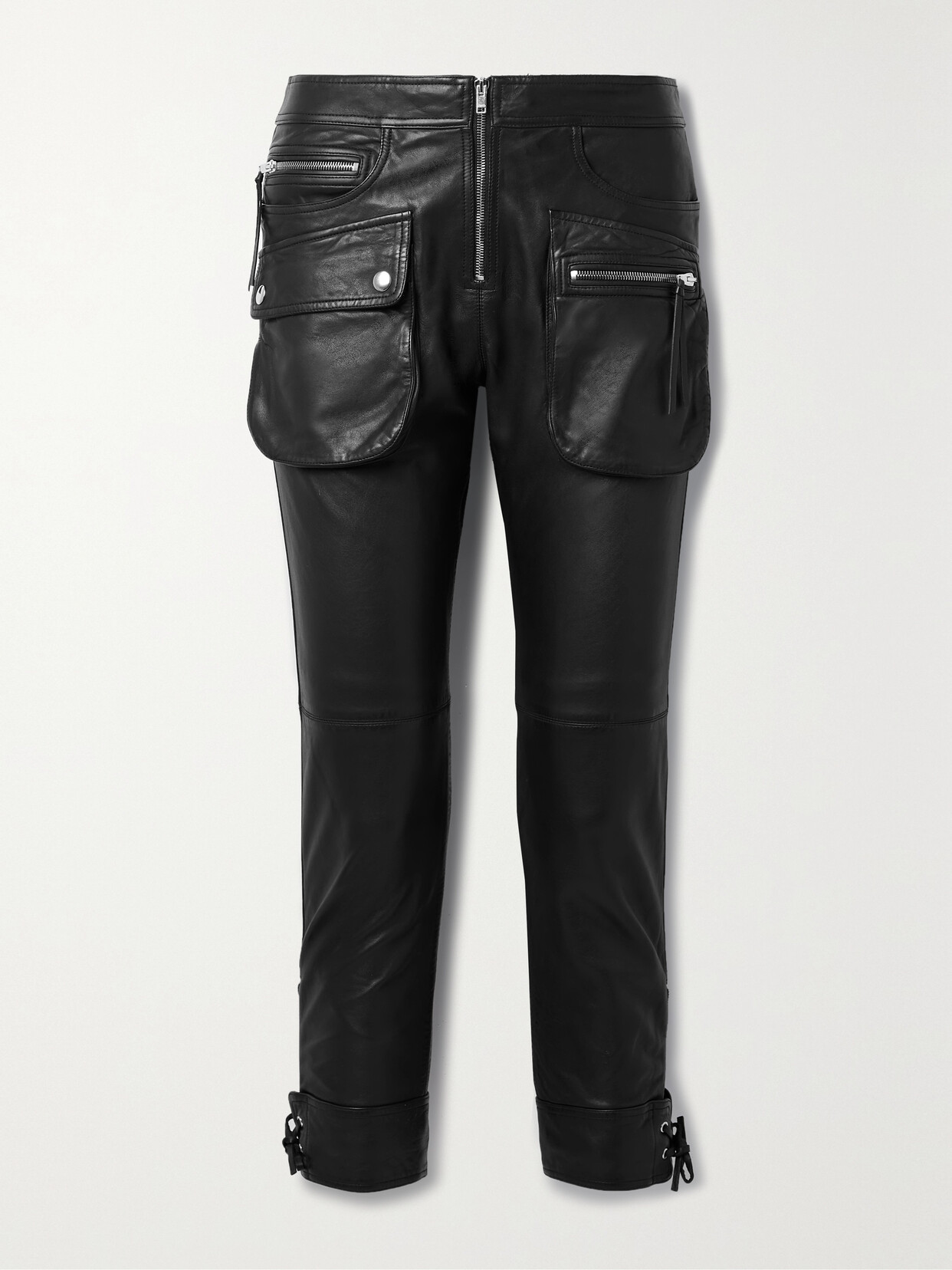 Isabel Marant - Ciane Cropped Tie-detailed Leather Slim-leg Pants - Black