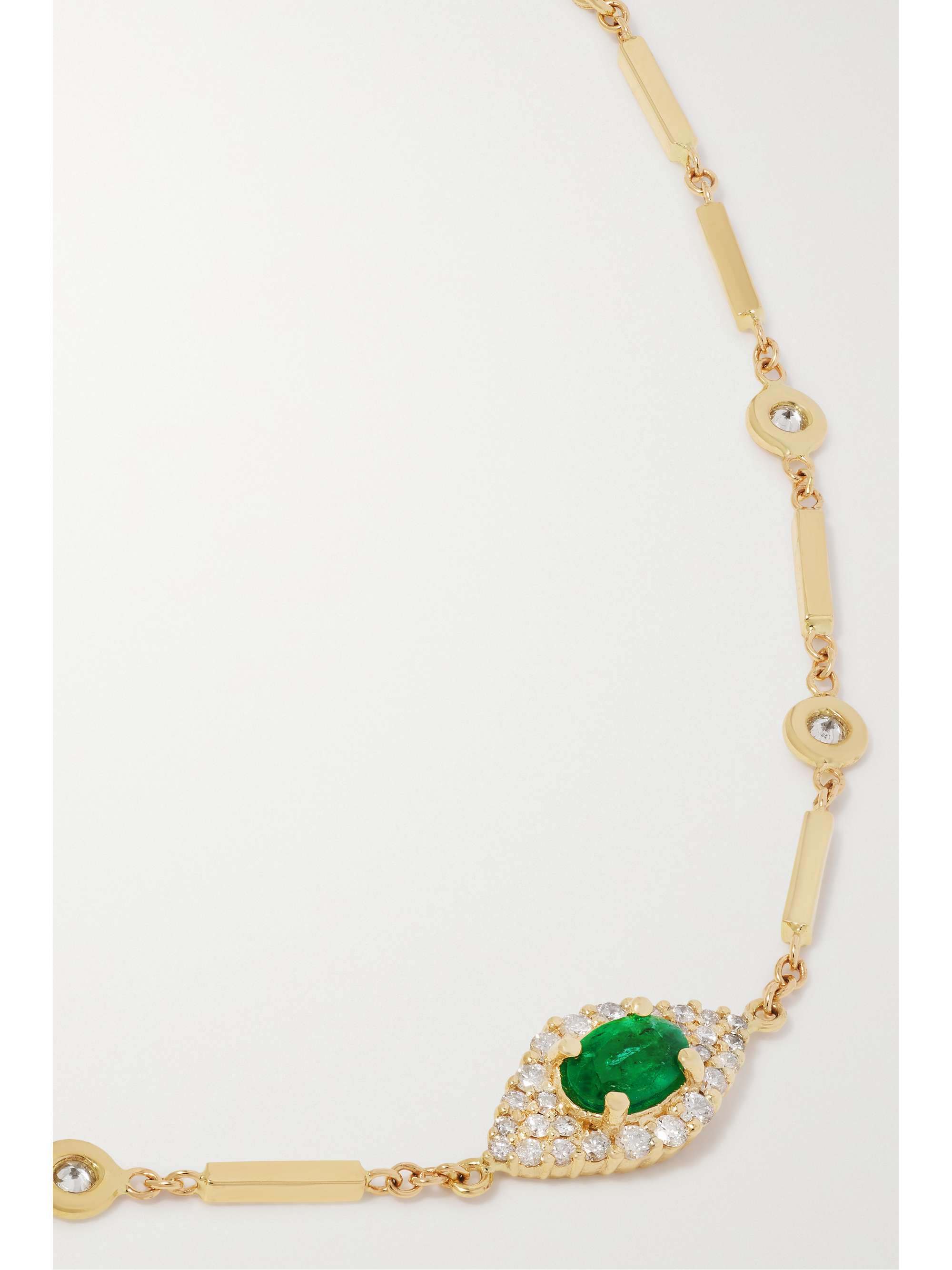 JACQUIE AICHE Eye 14-karat gold, emerald and diamond bracelet