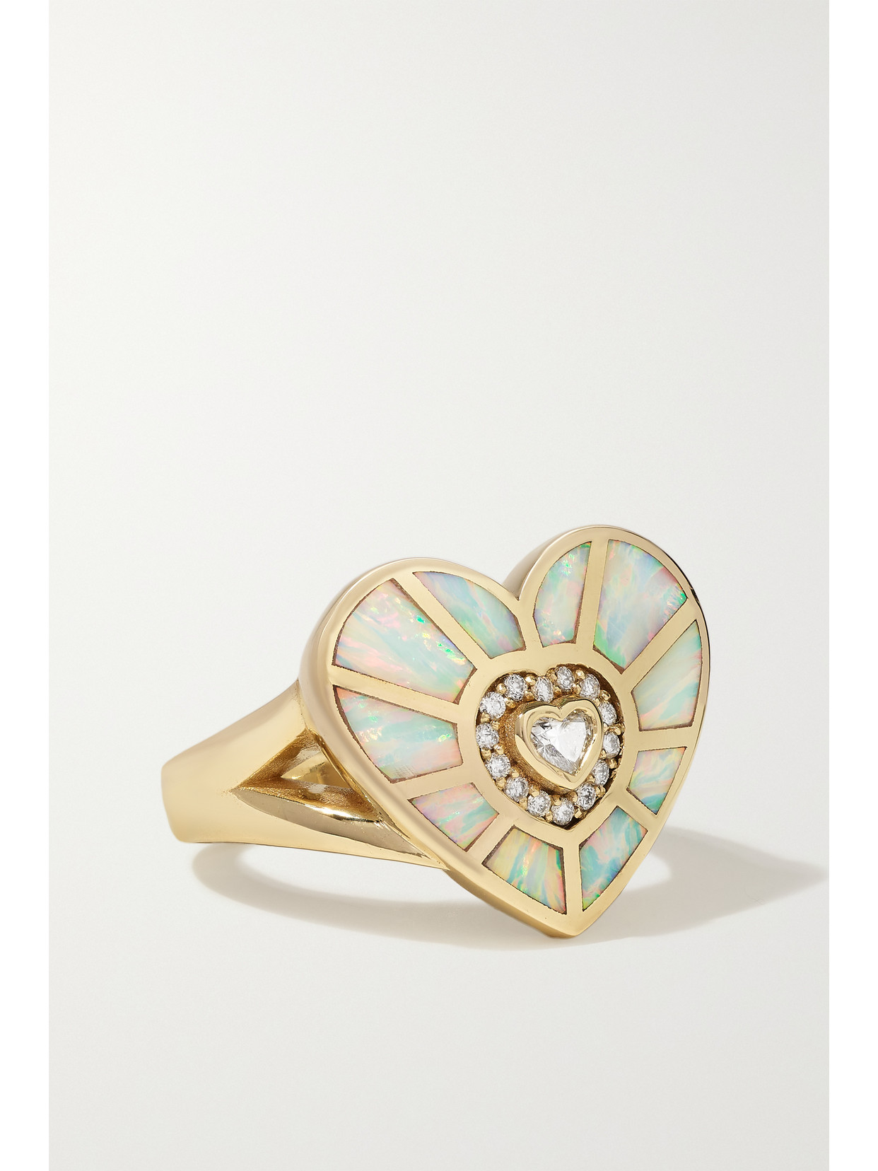 Jacquie Aiche Heart Vortex 14-karat Gold, Opal And Diamond Ring