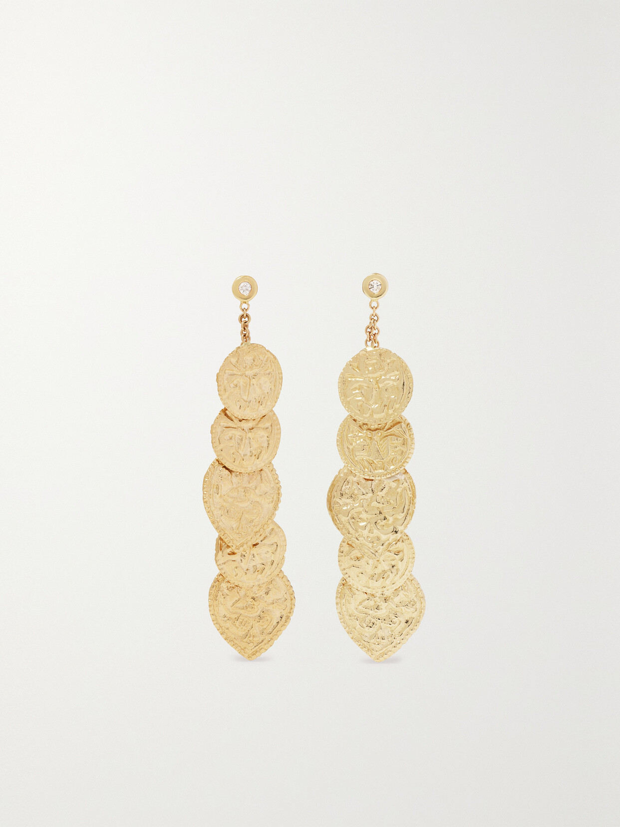 Jacquie Aiche Antique Coin 14-karat Gold Diamond Earrings