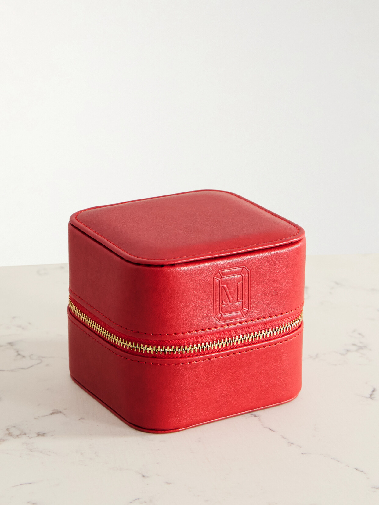 Mateo Vegan Leather Jewelry Case In Red