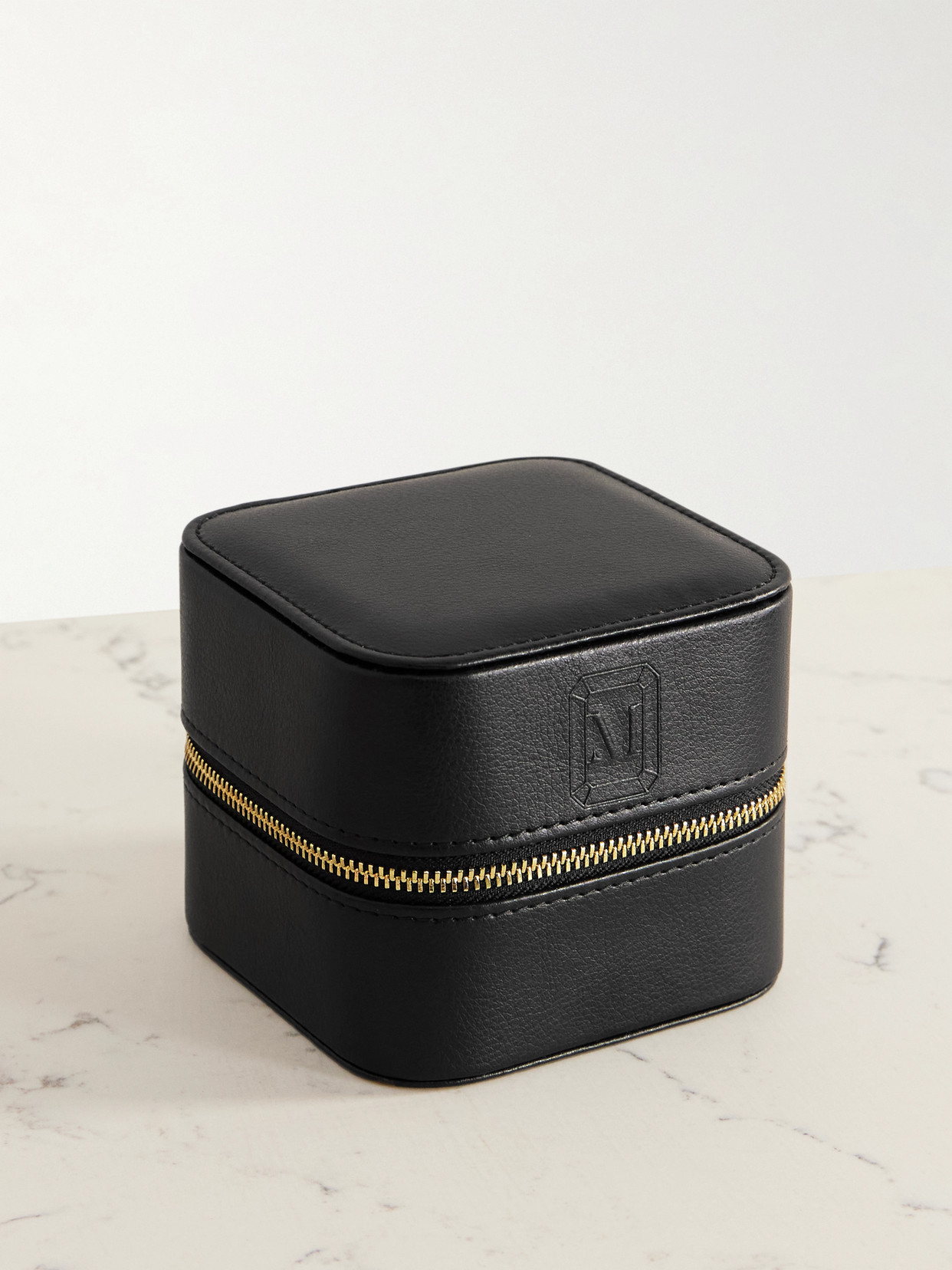 Mateo Vegan Leather Jewelry Case In Black