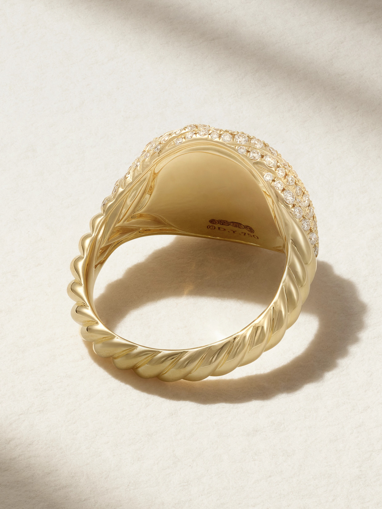 Shop David Yurman Sculpted Cable 18-karat Gold Diamond Pinky Ring