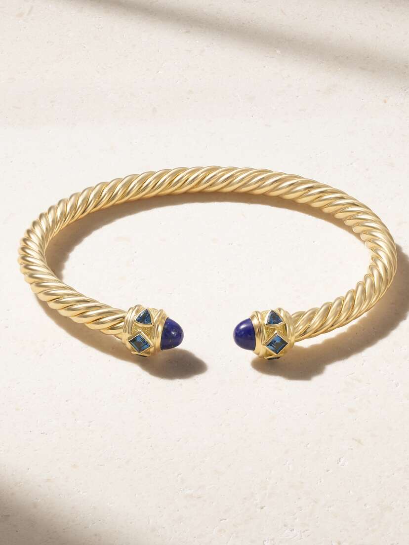 David Yurman Renaissance 18-karat Gold, Topaz And Lapis Lazuli Bracelet