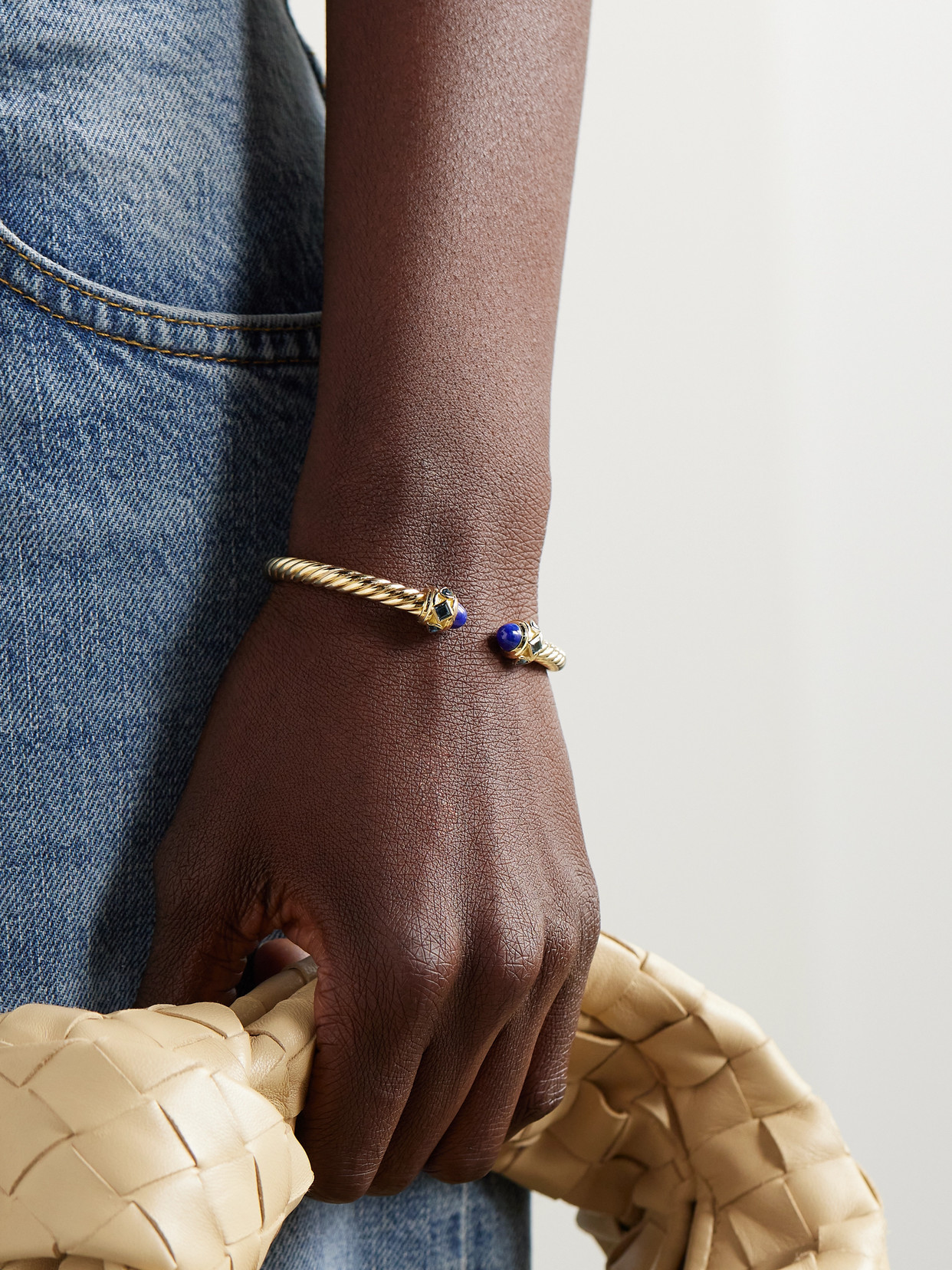David Yurman Renaissance 18-karat Gold, Topaz And Lapis Lazuli Bracelet In Gold