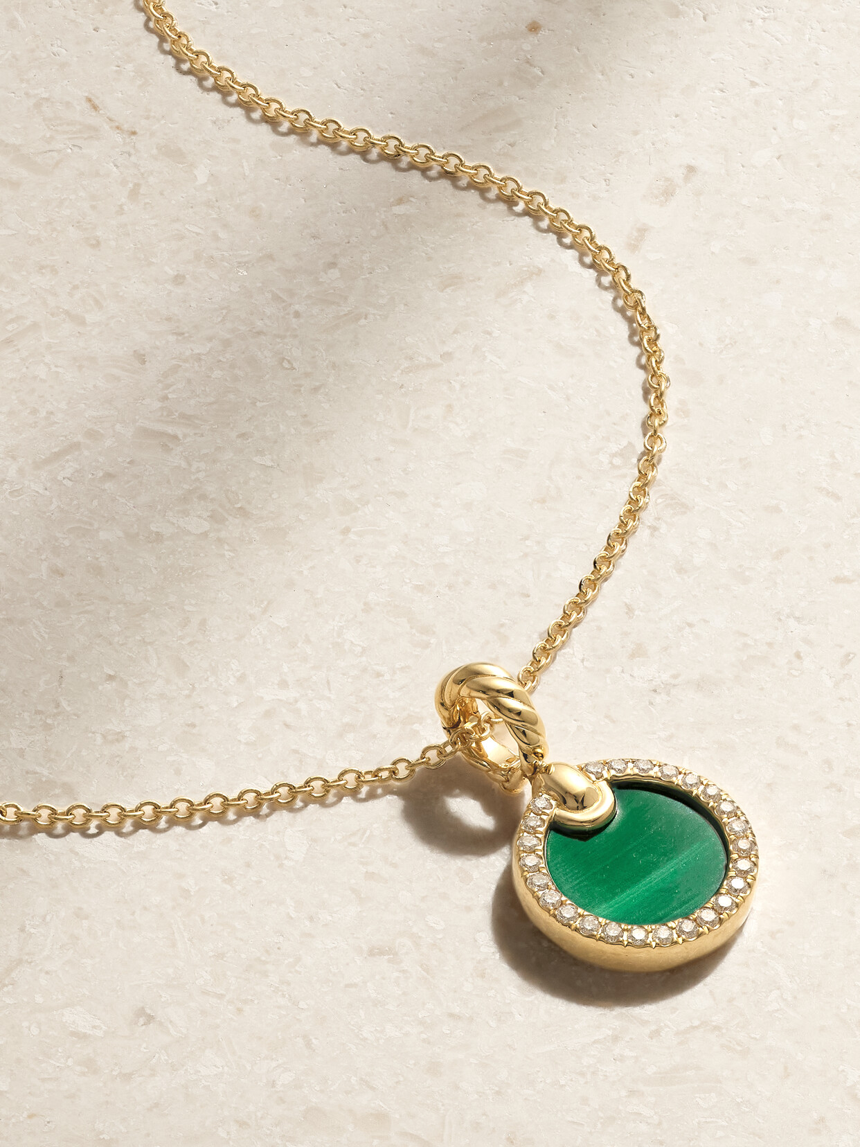 David Yurman Elements 18-karat Gold, Malachite And Diamond Necklace