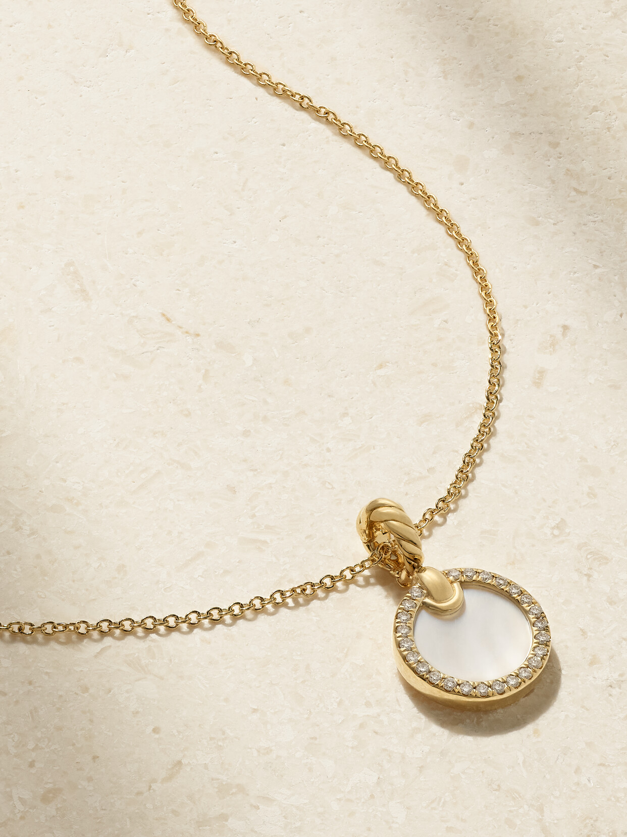 David Yurman Elements 18-karat Gold, Mother-of-pearl And Diamond Necklace