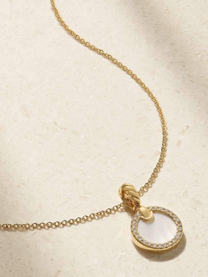 David Yurman Elements 18-karat , Mother-of-pearl And Diamond Necklace
