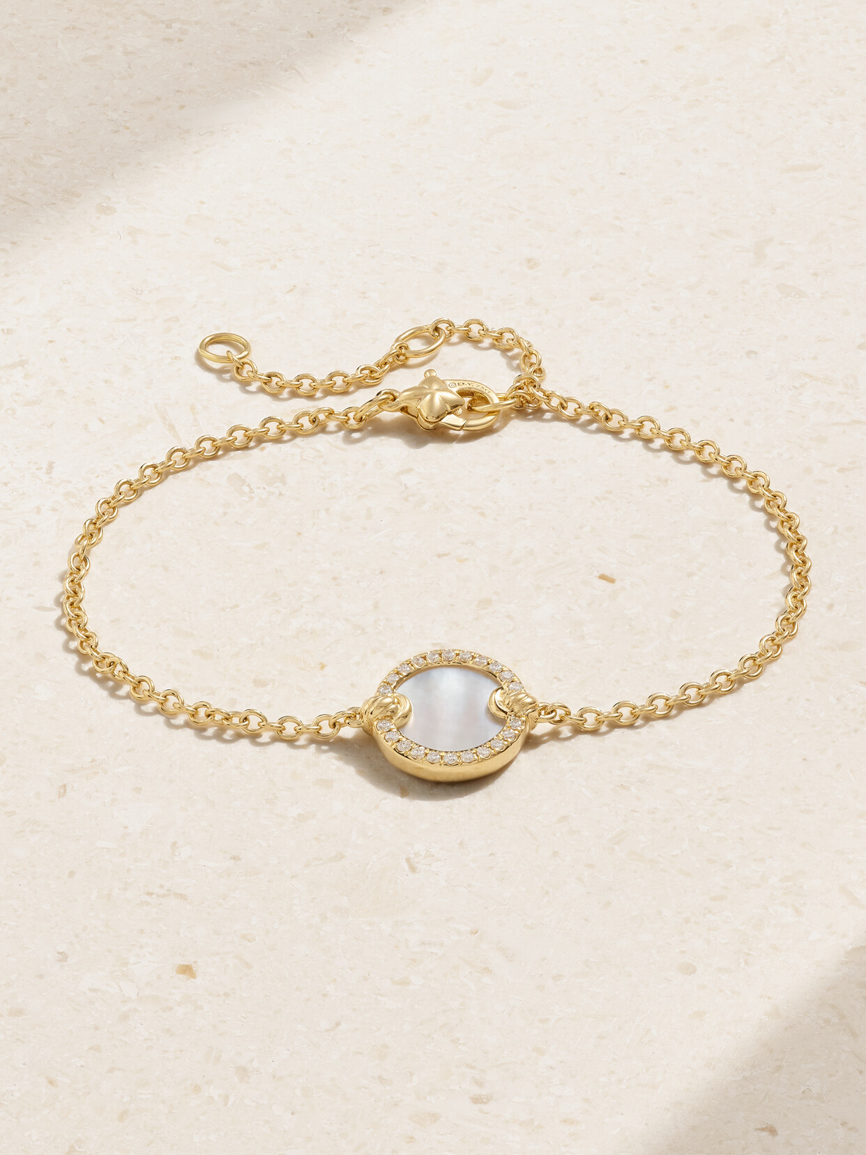 David Yurman Elements Center Station 18-karat Gold, Mother-of-pearl And Diamond Bracelet