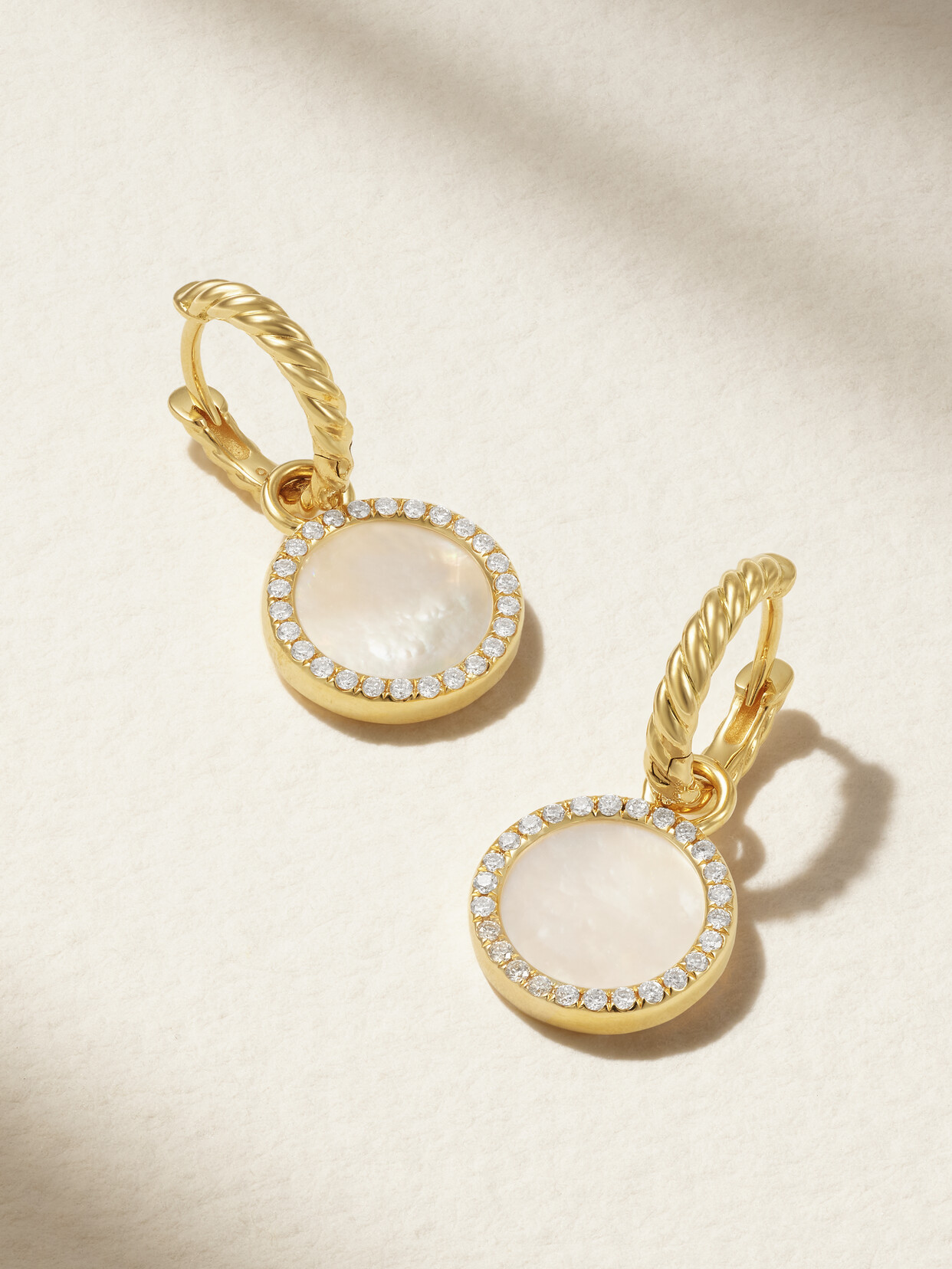 David Yurman Elements 18-karat Gold, Mother-of-pearl And Diamond Earrings