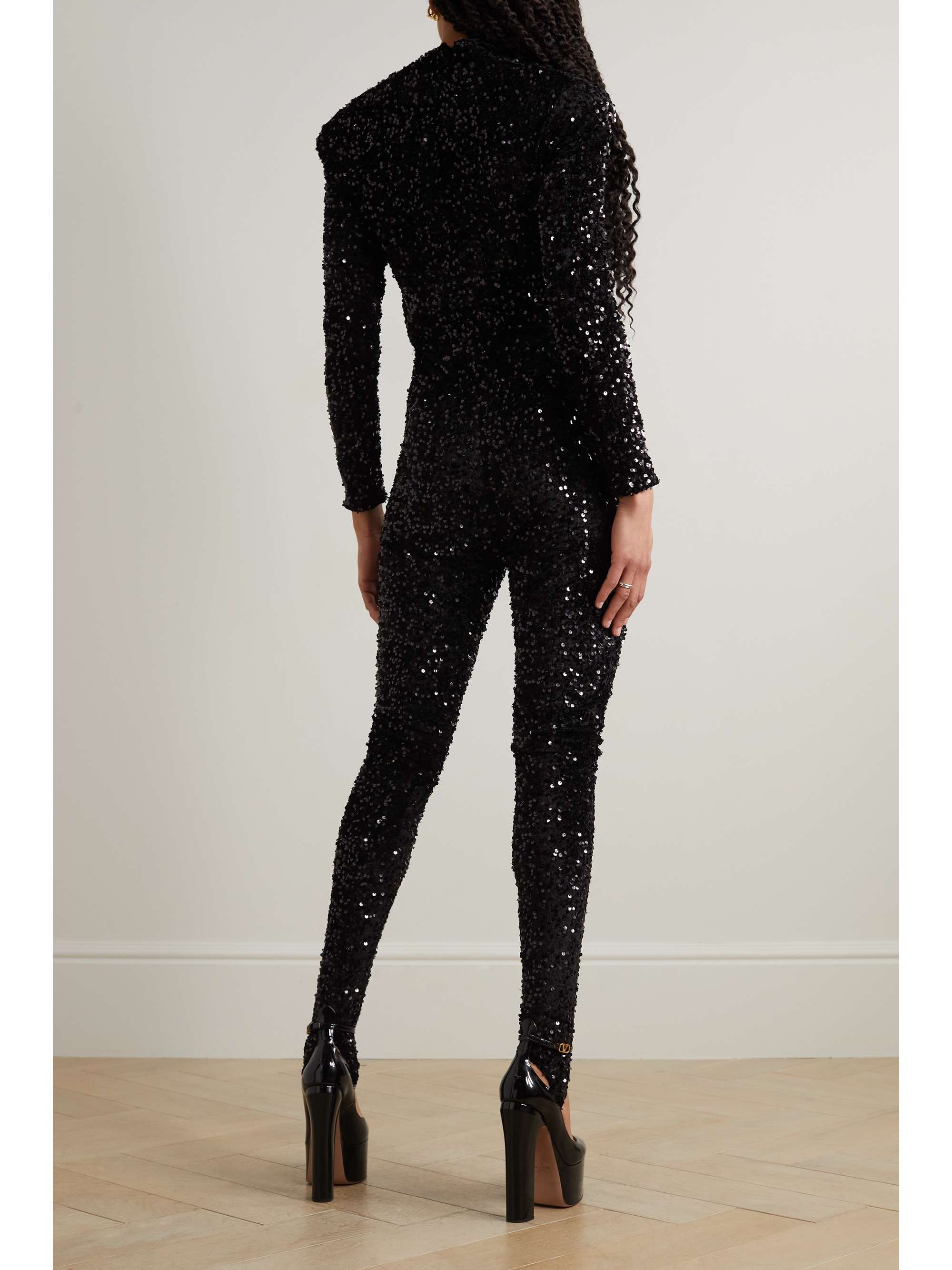 RICHARD QUINN Twist-front sequined stretch-jersey stirrup jumpsuit