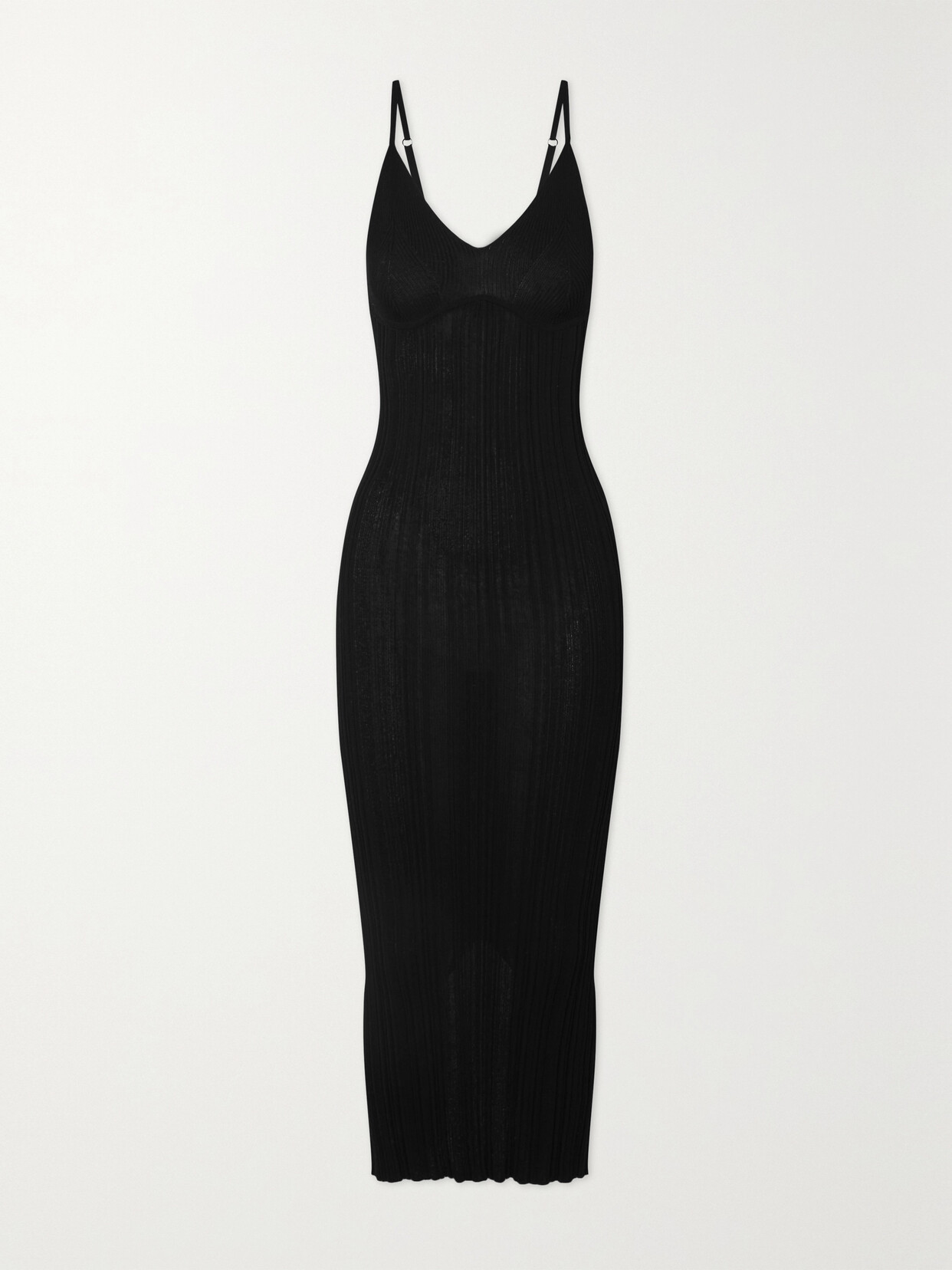 LVIR - Ribbed-knit Midi Dress - Black