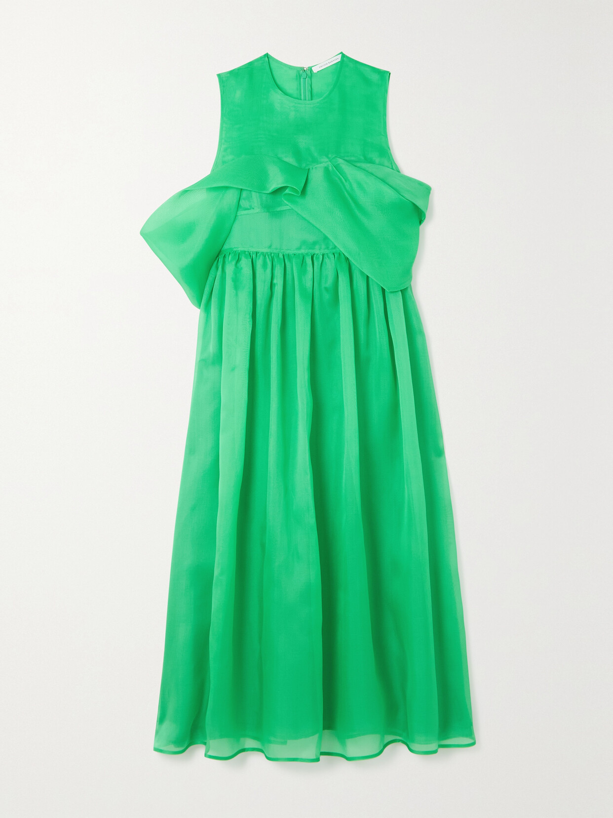 Cecilie Bahnsen Sidney Gathered Silk-organza Midi Dress - Green