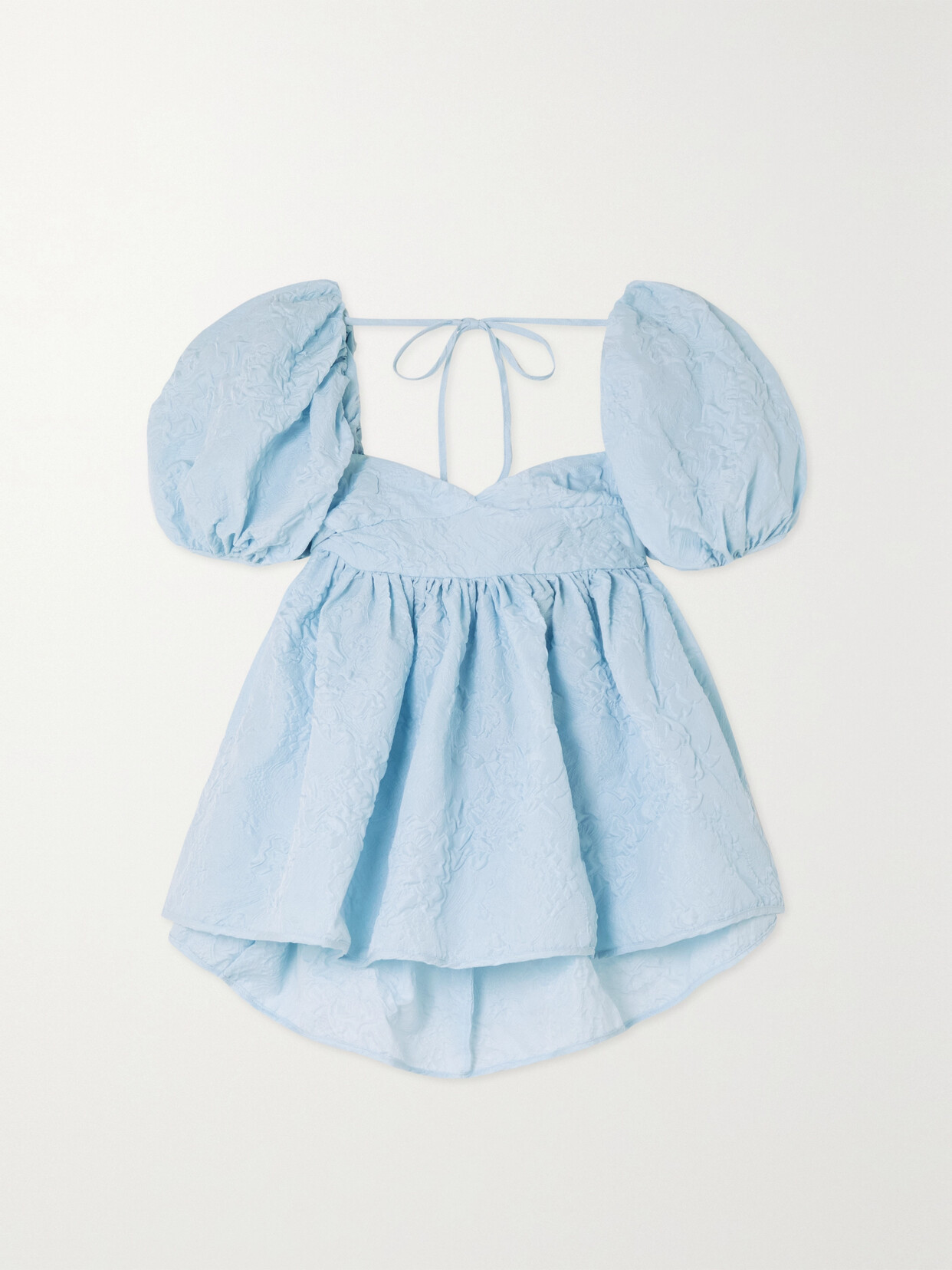 Cecilie Bahnsen Sari Gathered Open-back Matelassé Top - Blue