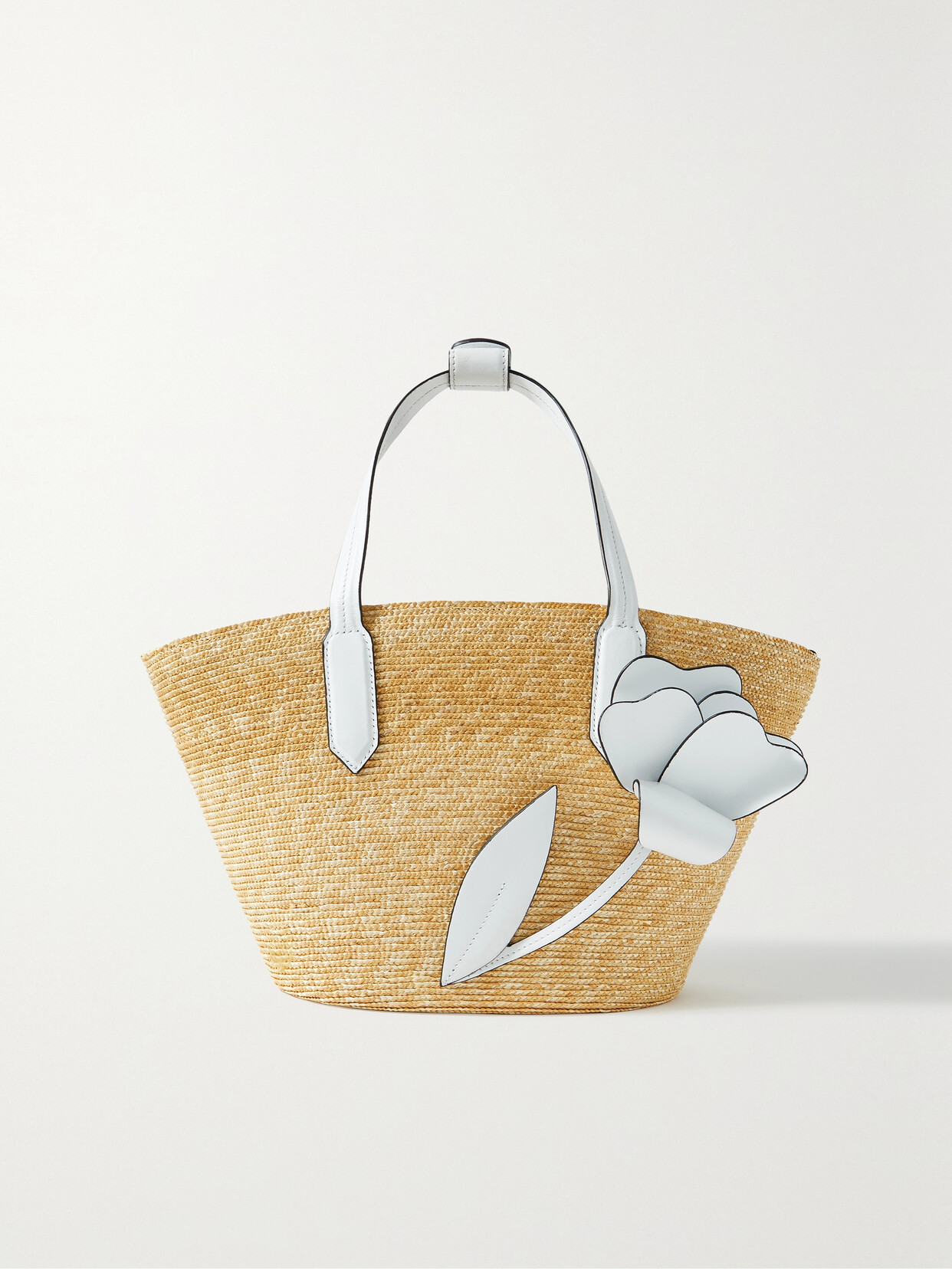 Oscar De La Renta Large Tulip Raffia Tote In White