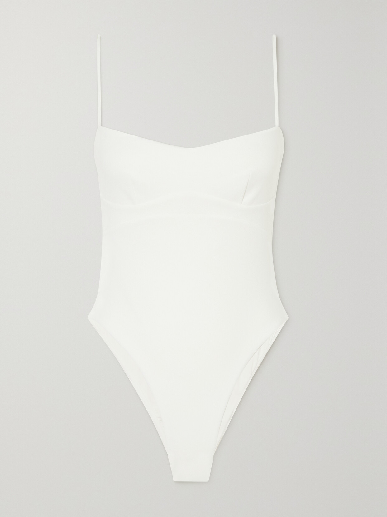 White Slinky Square Neck Spaghetti Strap Bodysuit