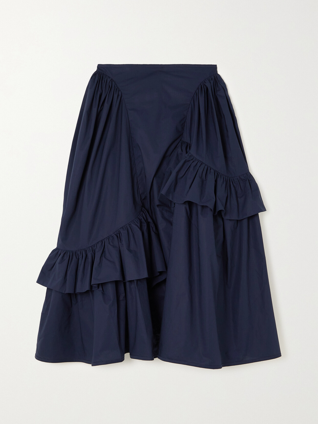 Cecilie Bahnsen + Net Sustain Damara Ruffled Organic Cotton-poplin Midi Skirt - Blue
