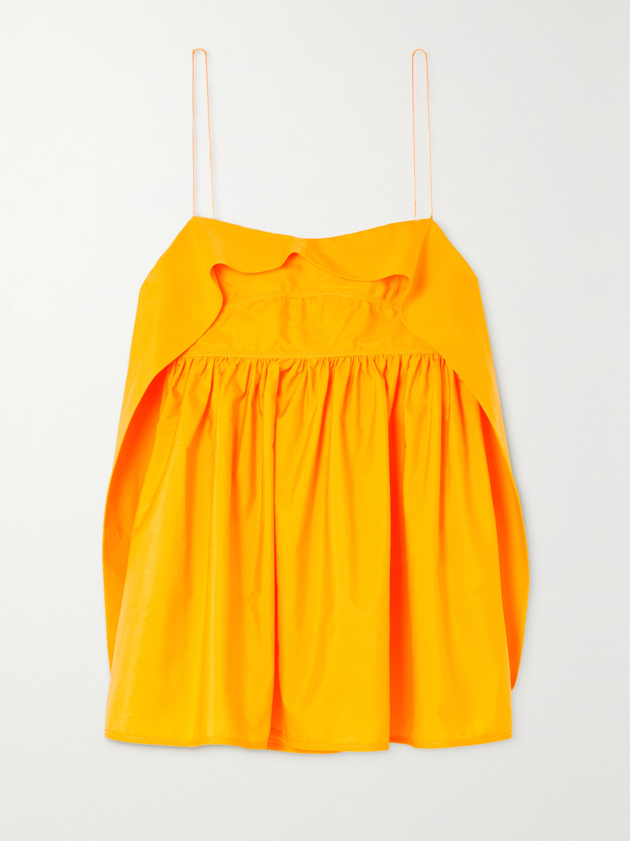 Cecilie Bahnsen - + Net Sustain Sunday Ruffled Cutout Organic Cotton-poplin Top - Orange