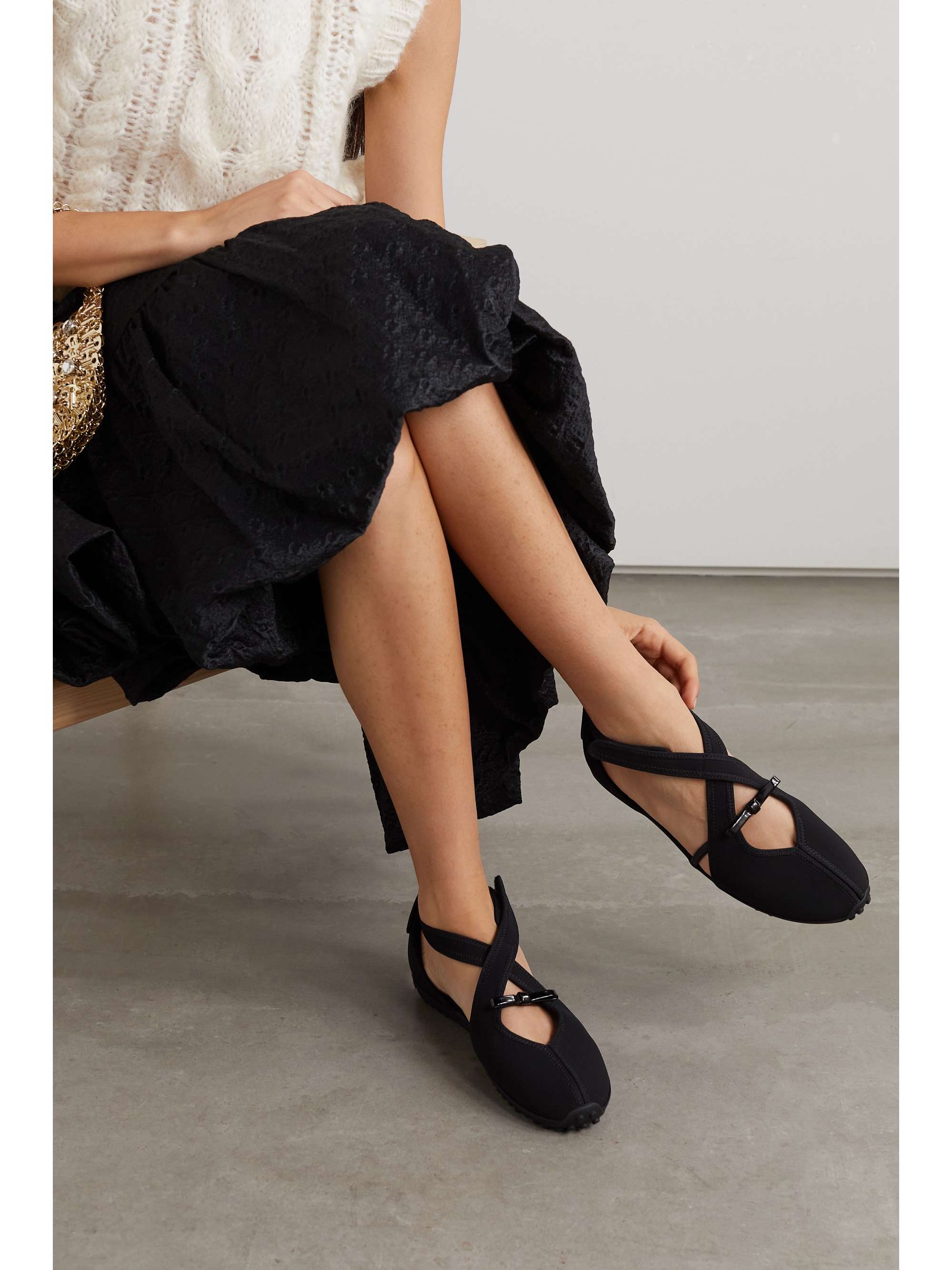 CECILIE BAHNSEN Sia cutout patent leather-trimmed neoprene ballet flats ...