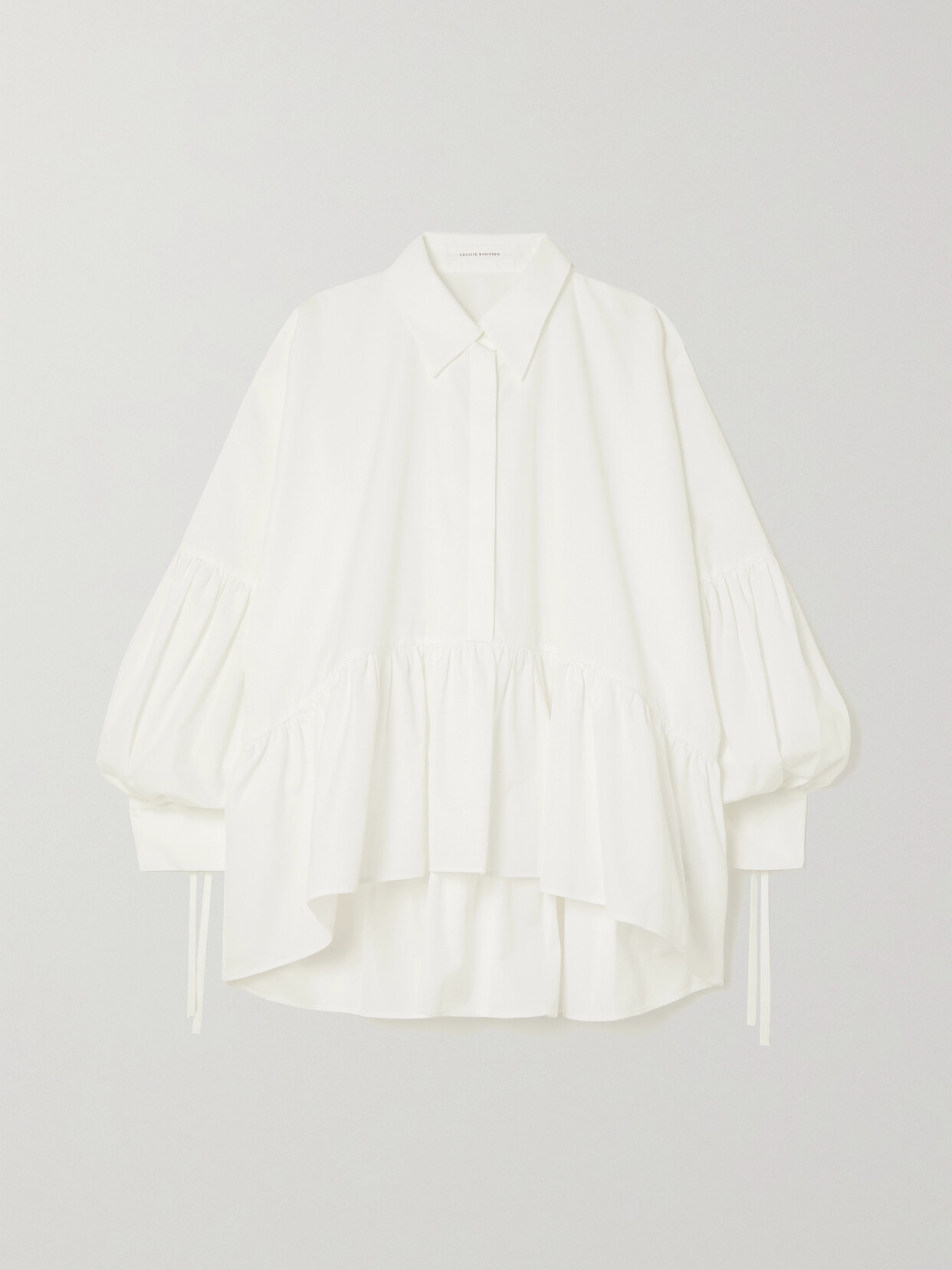 Cecilie Bahnsen + Net Sustain Andrea Tie-detailed Tiered Organic Cotton-poplin Shirt - White