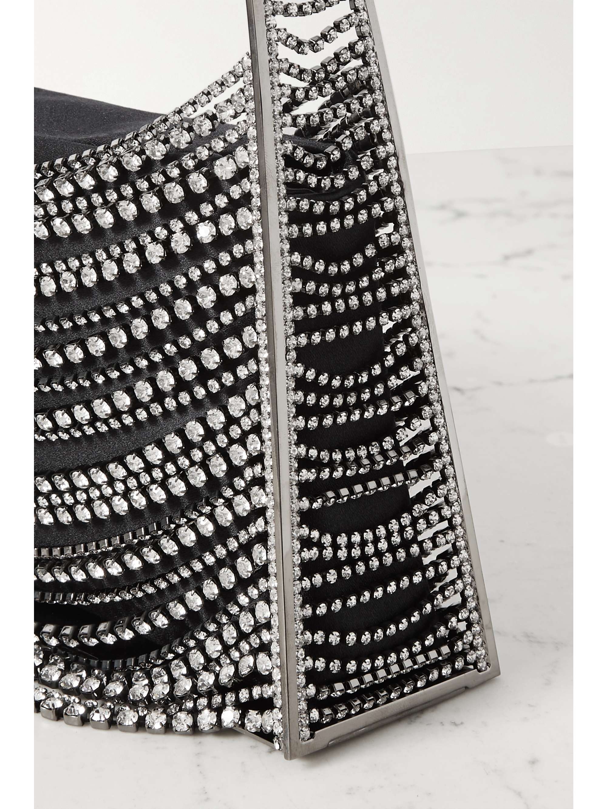 BENEDETTA BRUZZICHES Lucia in the Sky crystal-embellished silver-tone and satin tote
