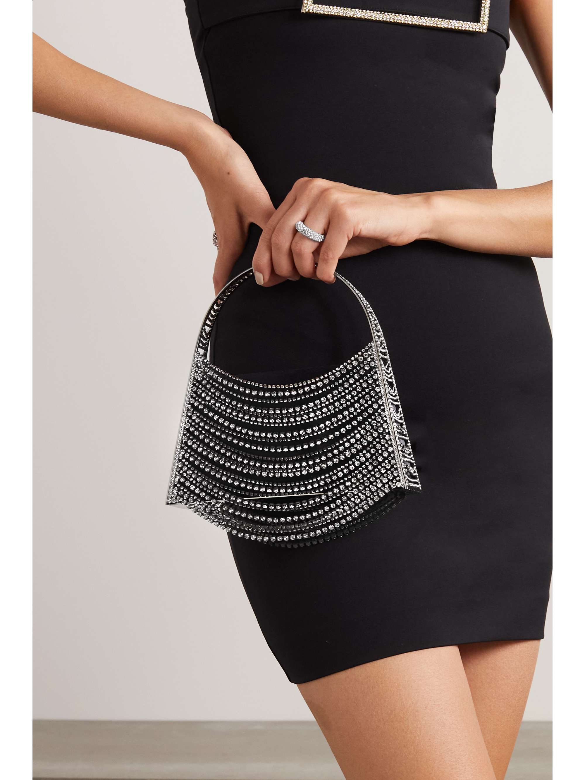 BENEDETTA BRUZZICHES Lucia in the Sky crystal-embellished silver-tone and satin tote