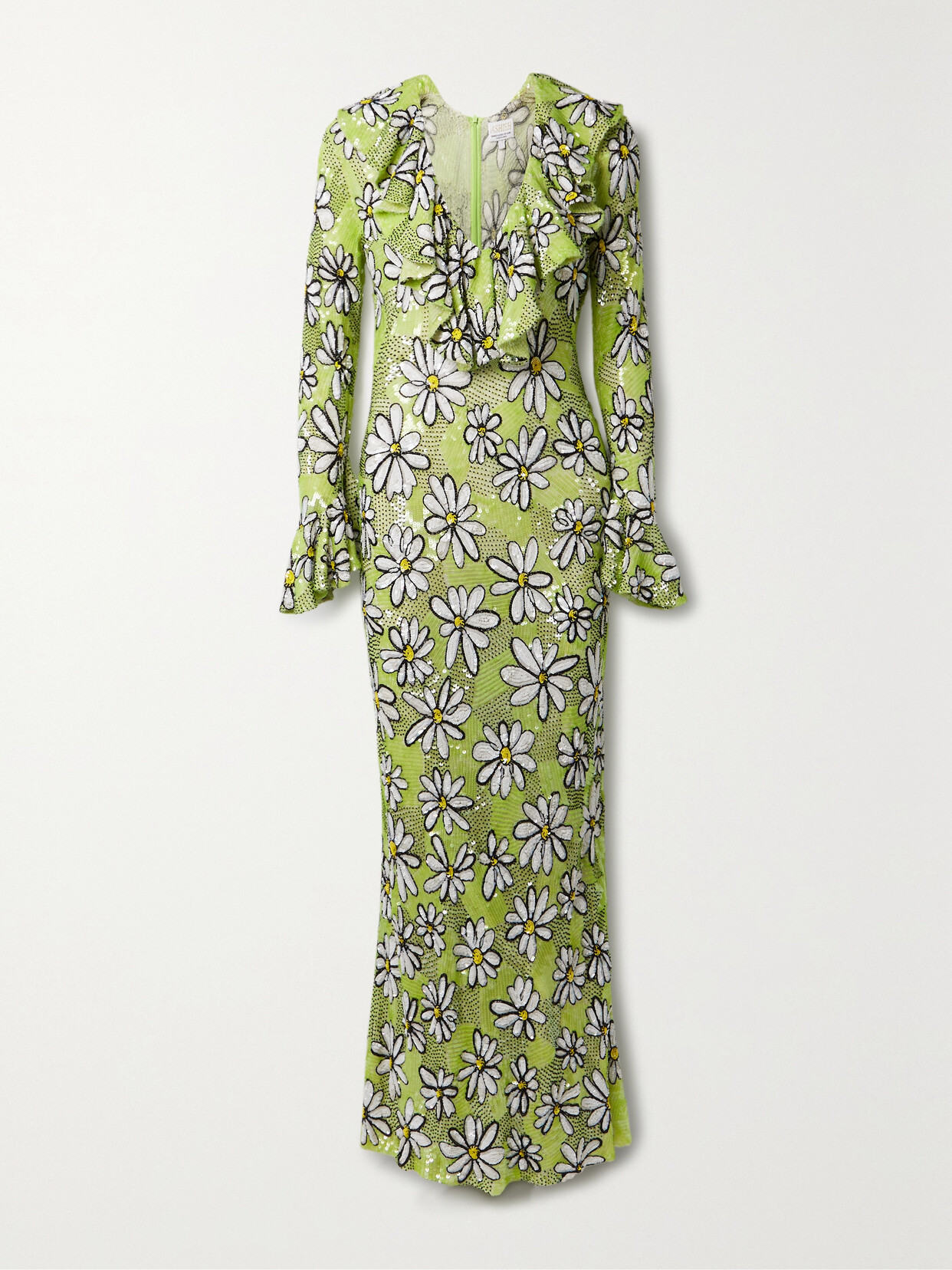 Ashish - Ruffled Sequined Georgette Maxi Dress - Green