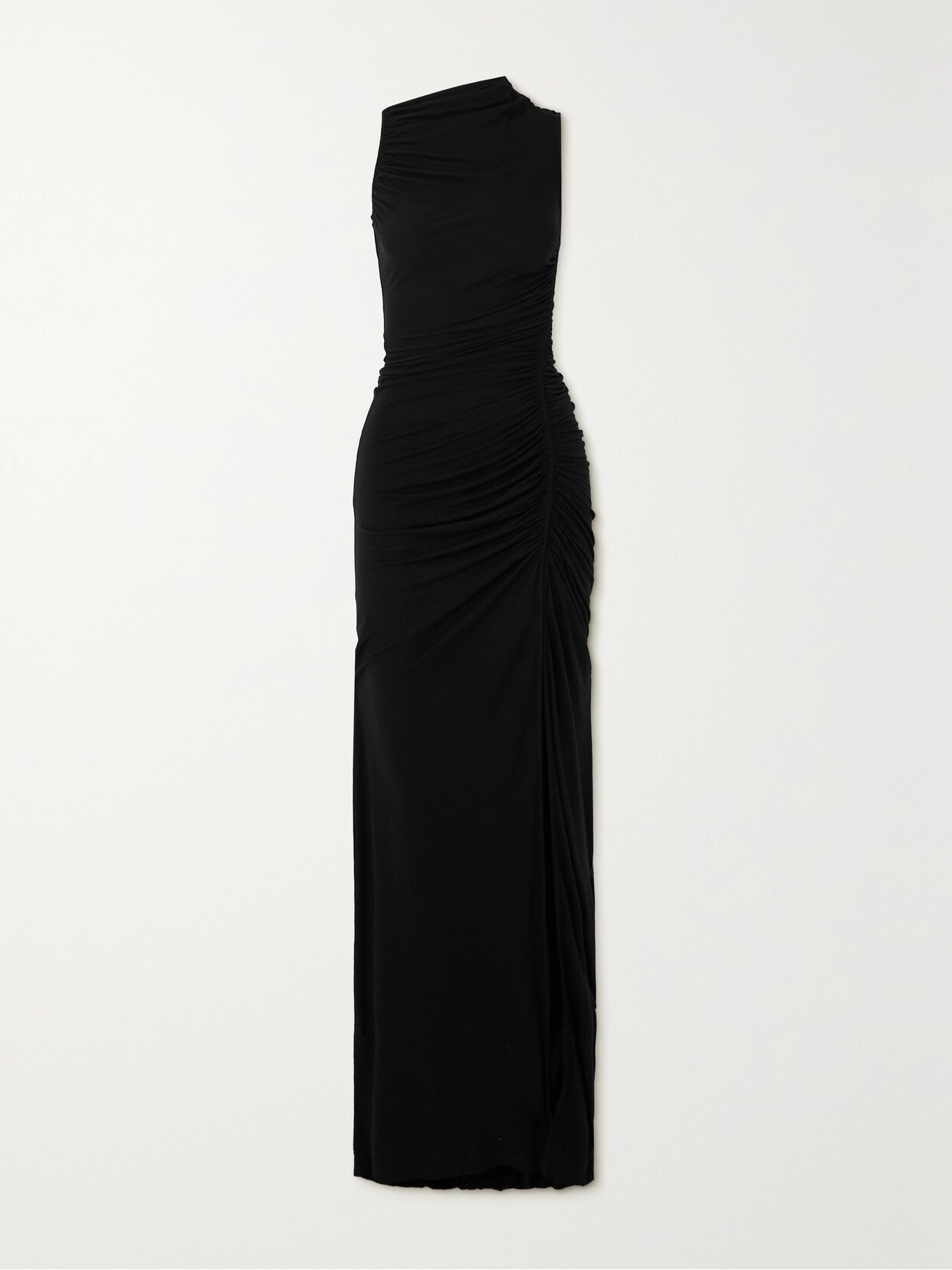 Rick Owens Svita Ruched Jersey Maxi Dress In 09 Black