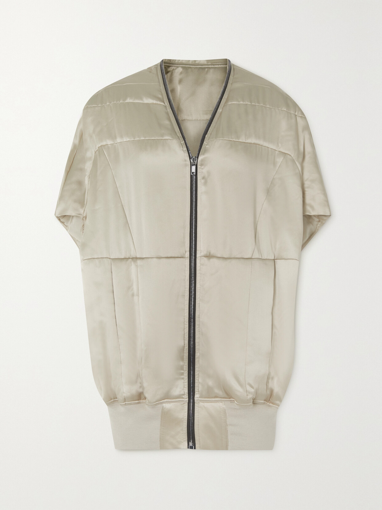 Rick Owens - Quilted Padded Silk-satin Bomber Jacket - Off-white