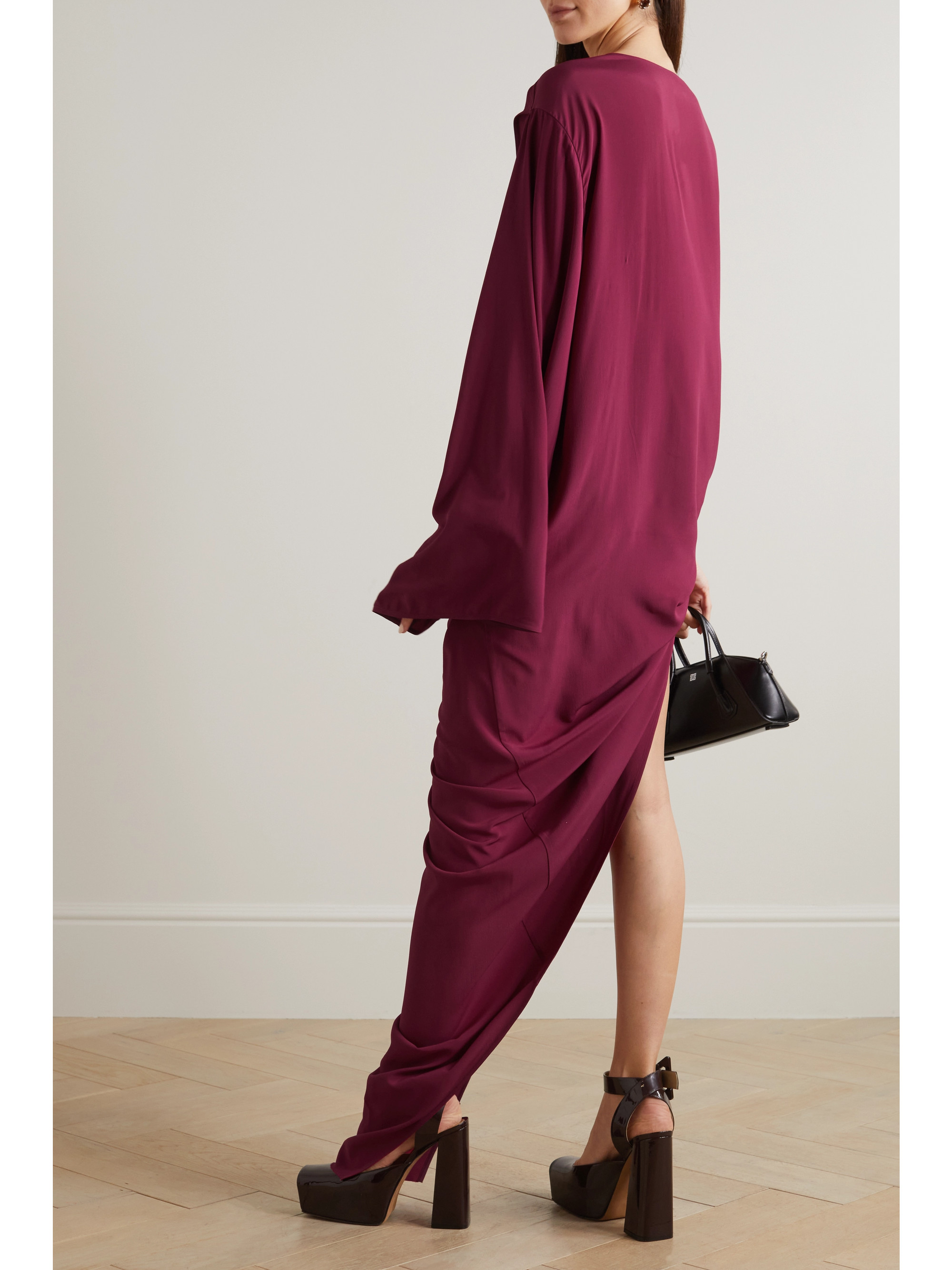 Rick Owens - Edfu one-sleeve draped crepe de chine gown | Plush