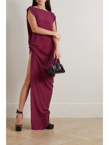 Rick Owens Edfu one-sleeve draped crepe de chine gown