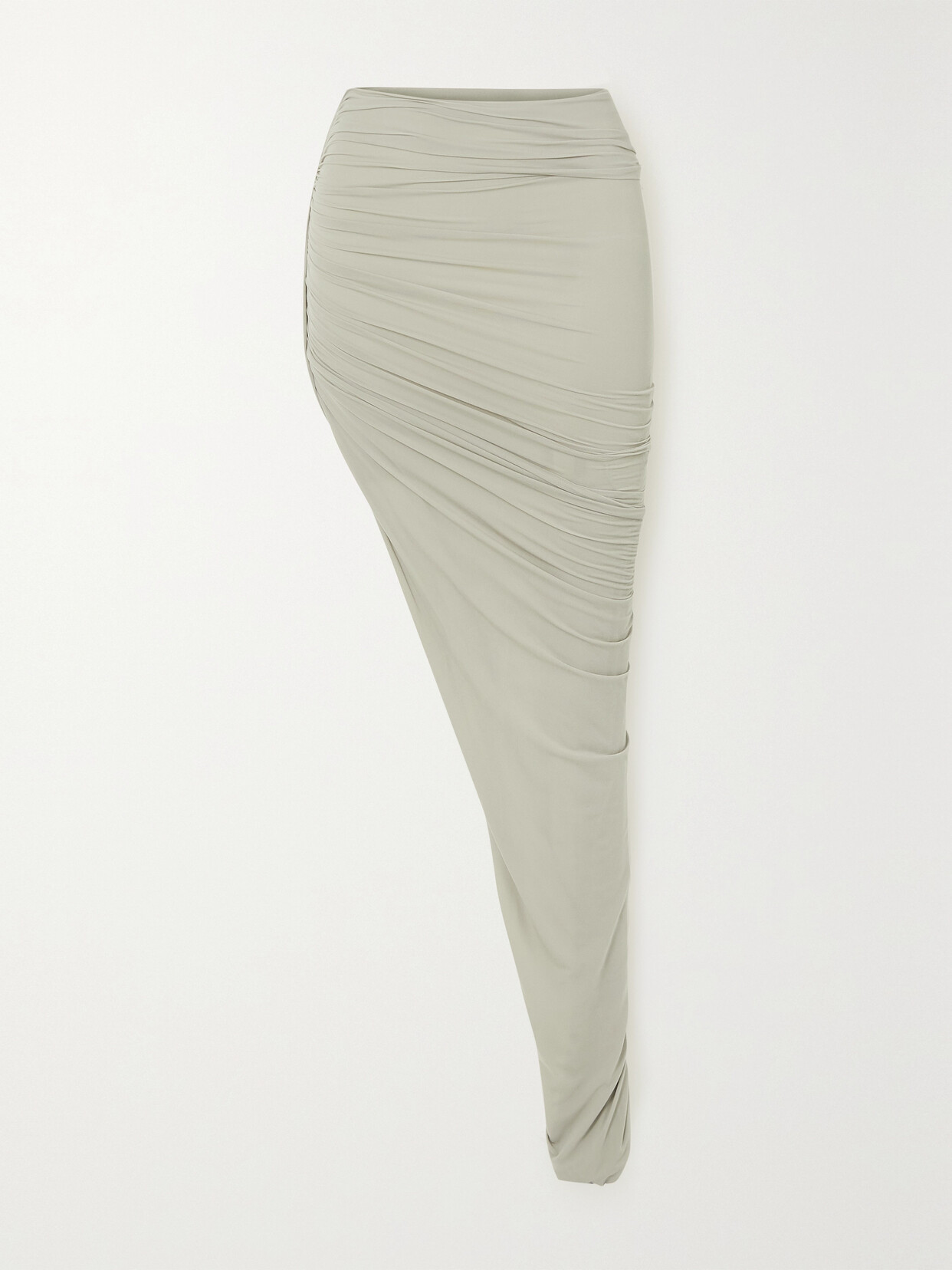 Rick Owens - Asymmetric Ruched Stretch-jersey Skirt - Off-white