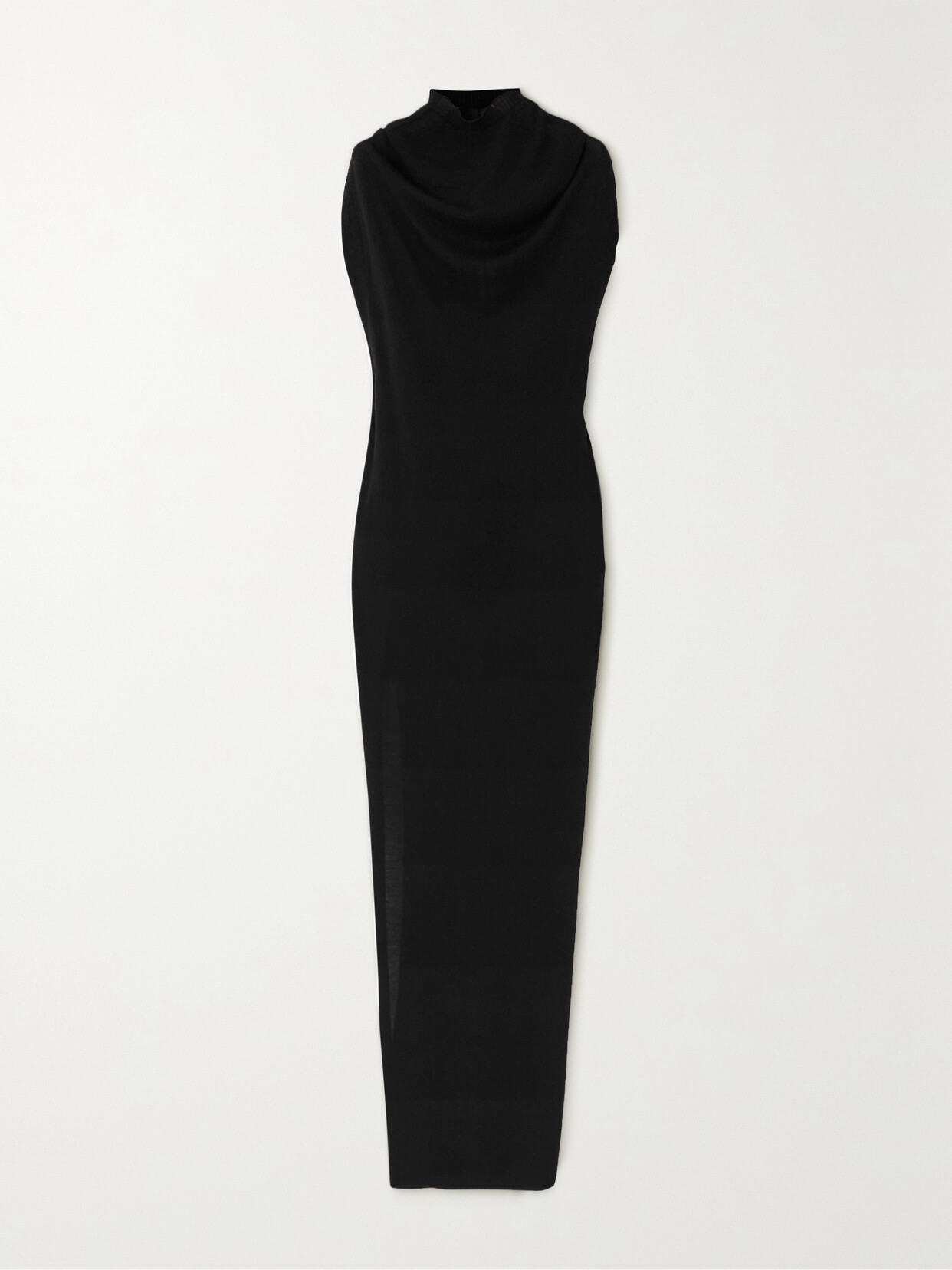 Rick Owens - Asymmetric Draped Wool Maxi Dress - Black